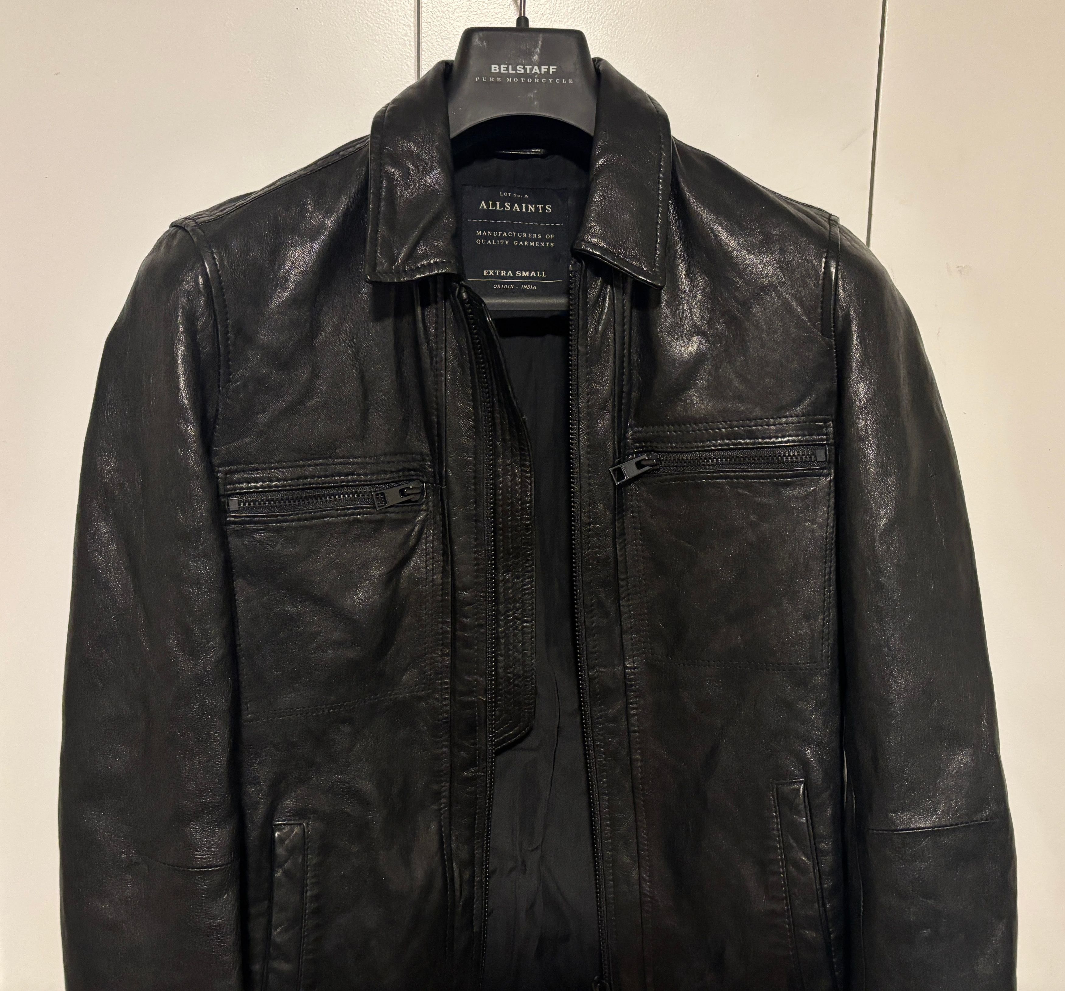 Allsaints $625 Black Leather Track Jacket - XS - Small Size US XS / EU 42 / 0 - 4 Thumbnail