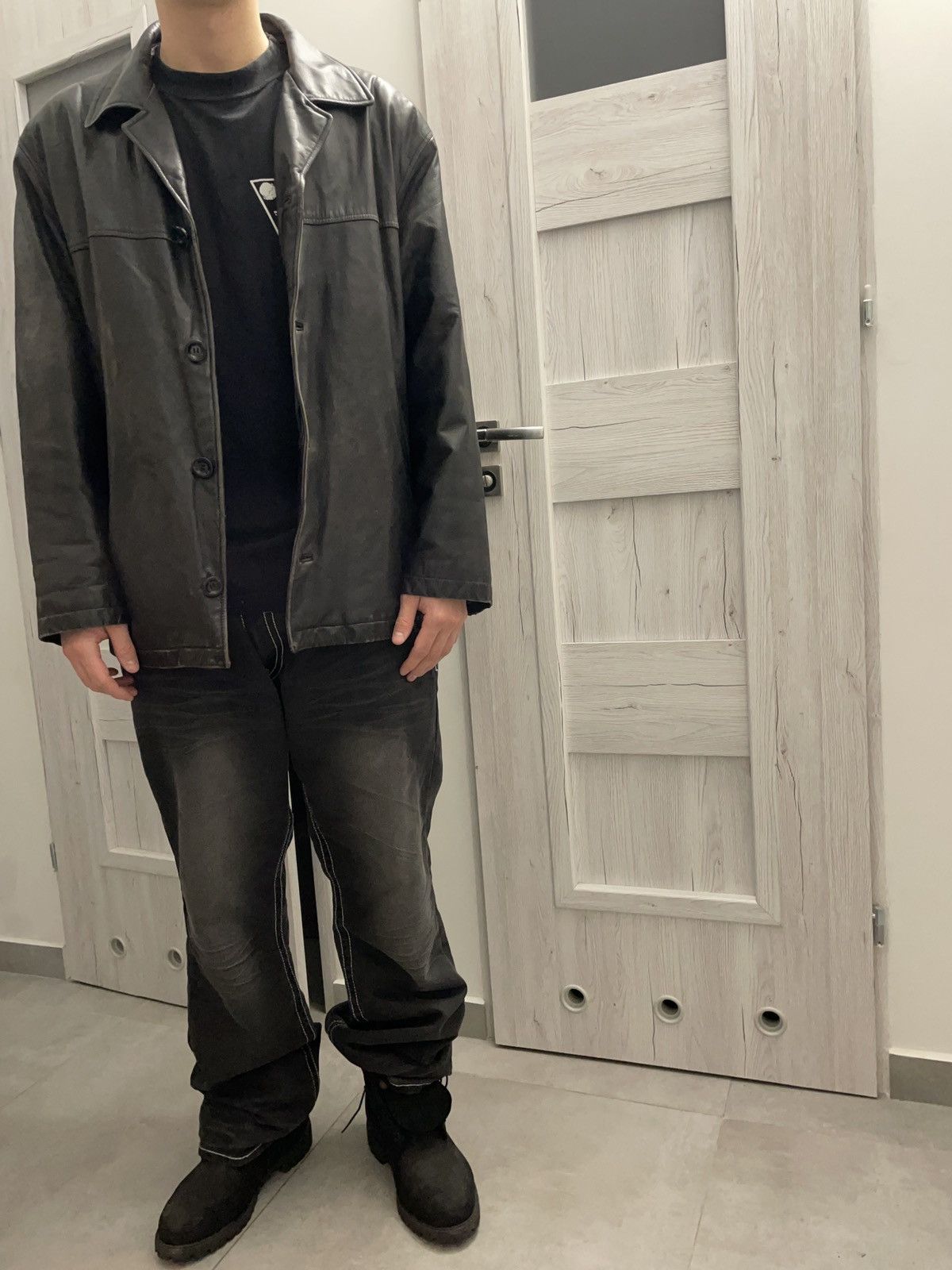 Vintage VINTAGE 90S BLACK LEATHER COAT JACKET Size US XL / EU 56 / 4 - 13 Thumbnail