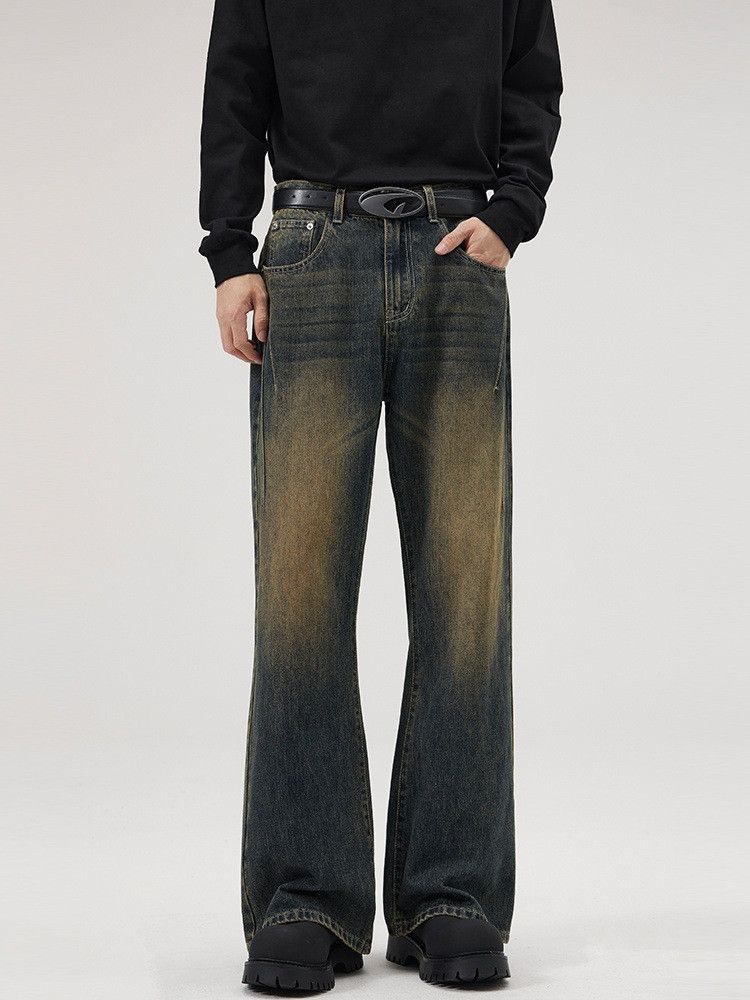 Japanese Brand Men's vintage washed loose straight leg distressed jeans Size US 32 / EU 48 - 1 Thumbnail