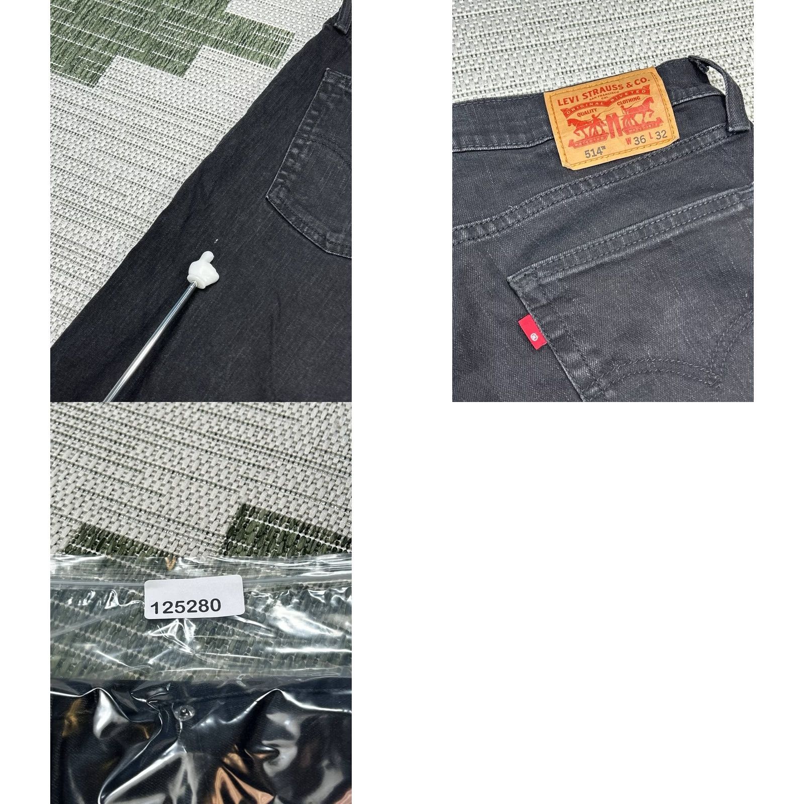 Levi's Levis 514 Jeans Mens 36 Black Denim Straight Fit 36x32 Jeans Mens Black Denim Straight 514 Size US 36 / EU 52 - 9 Thumbnail