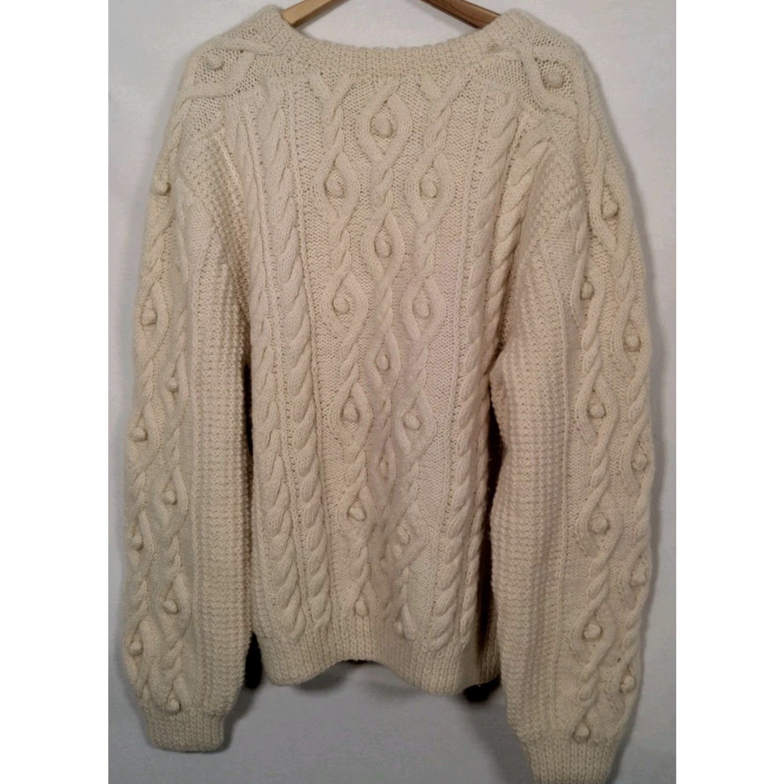 Vintage VINTAGE Aran Handknit Fisherman Sweater Men XL Natural Ivory Cable Chunky Knit Pullover Size US XL / EU 56 / 4 - 2 Thumbnail