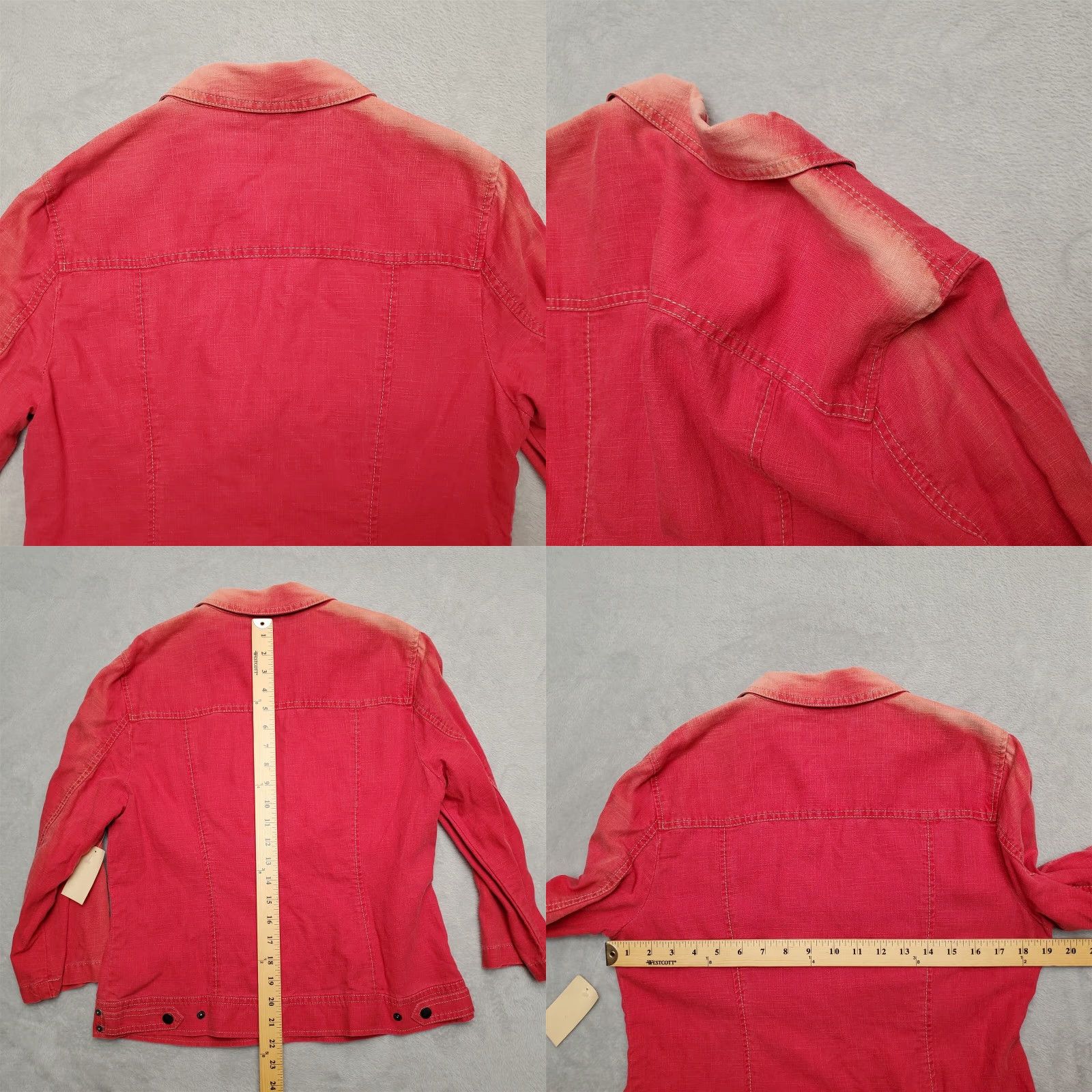 Coldwater Creek Coldwater Creek Jacket Womens 10 Red Linen Blend Sun Faded Long Sleeve Casual Shirt, Women, 1960s USA Theme Size L / US 10 / IT 46 - 8 Thumbnail