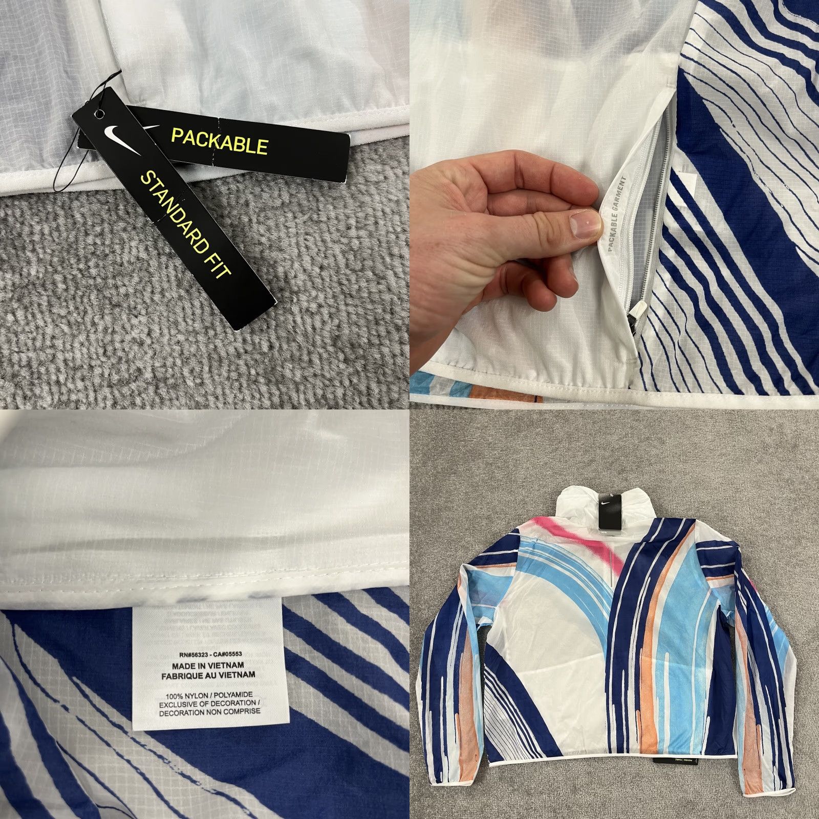 Nike Nike Jacket Womens XL White Multicolor Impossibly Light Hooded Running Pack NEW Size XL / US 12-14 / IT 48-50 - 8 Thumbnail