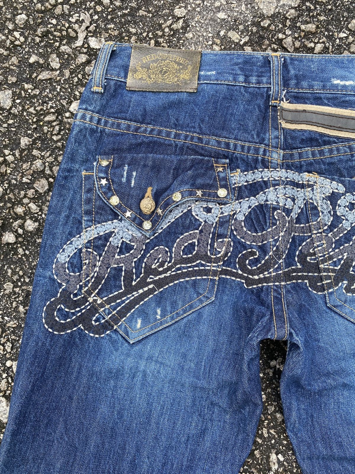 If Six Was Nine × Japanese Brand × Tornado Mart 1990s - Red Pepper Distressed Logo Design Denim Size US 32 / EU 48 - 12 Thumbnail