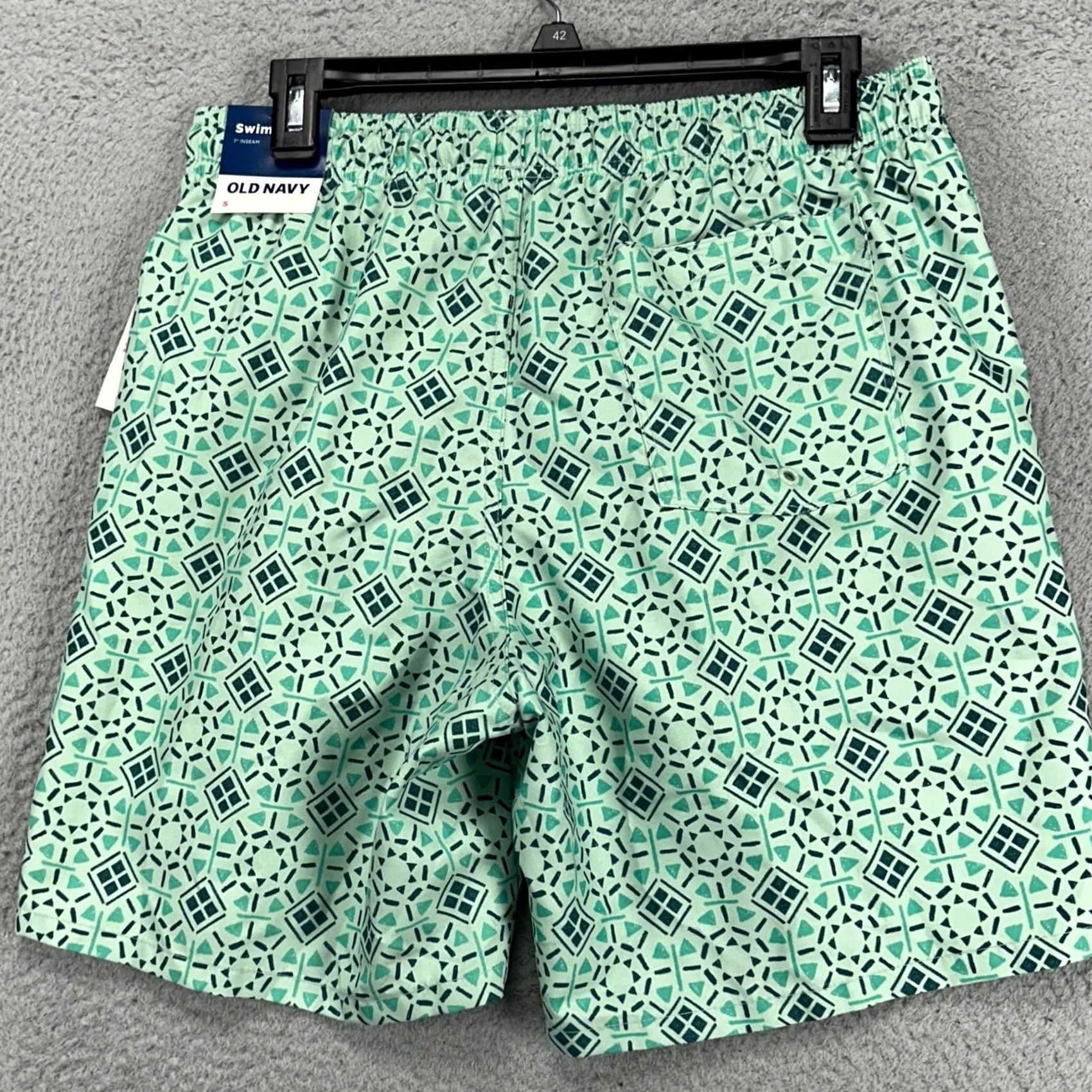 Old Navy Old Navy Men Swim Trunks Small Green Geometric Lined Drawstring Board Shorts NEW Size US 29 - 2 Thumbnail