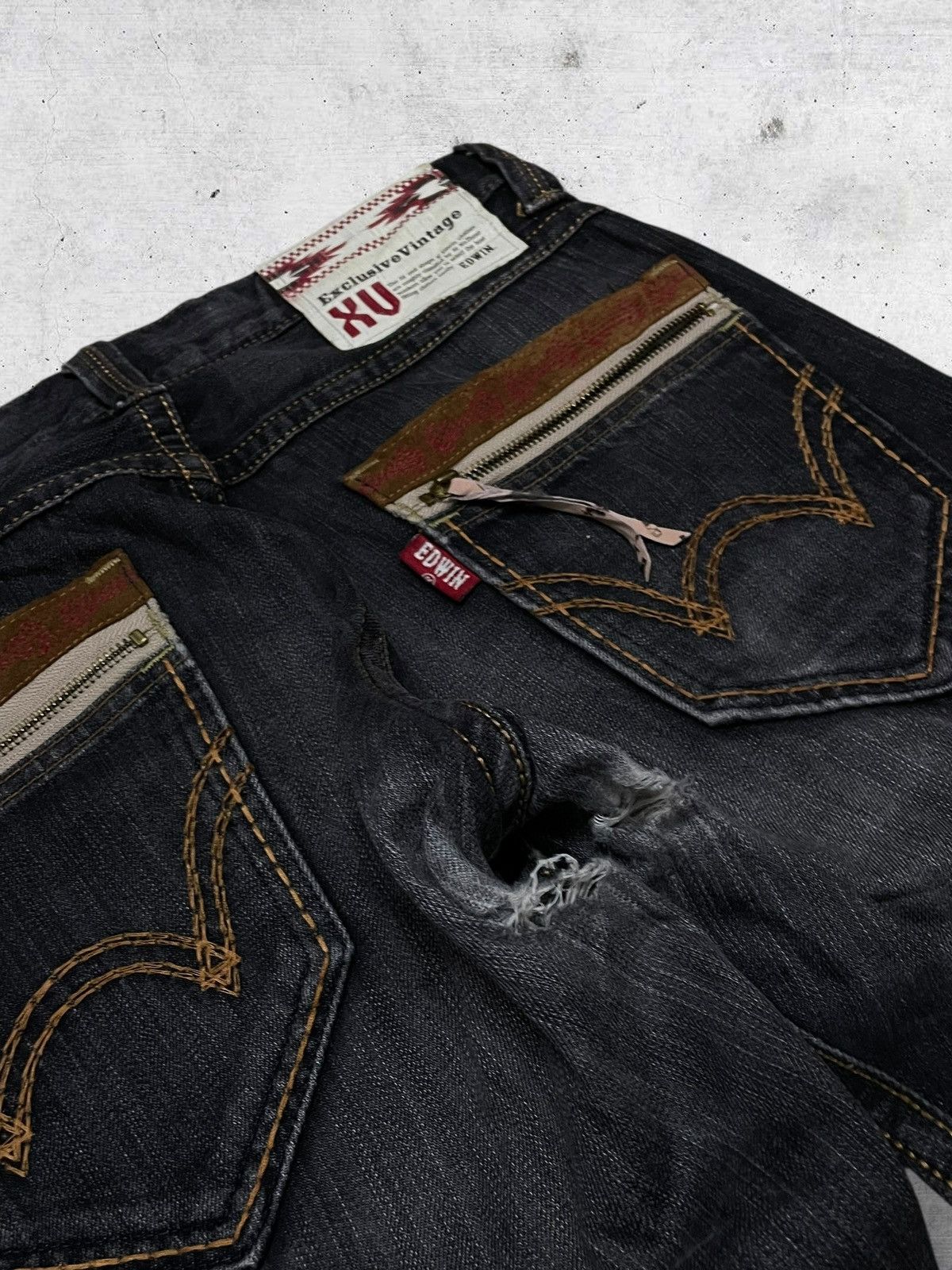 Edwin VINTAGE EDWIN 90S JAPAN DESIGNER WESTERN STYLE RIPPED ASS Size US 32 / EU 48 - 15 Thumbnail