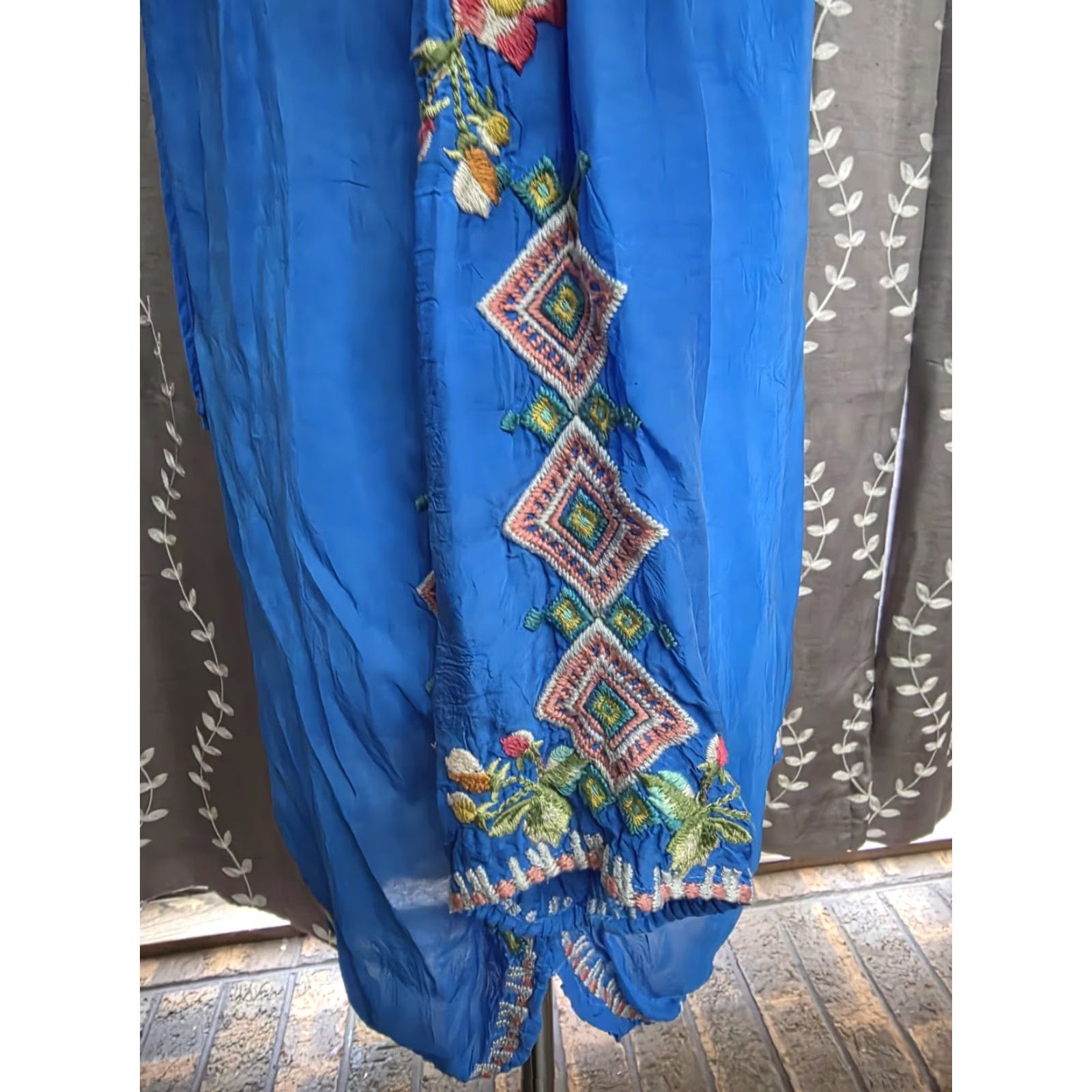 Johnny Was VINTAGE Johnny Was Vanessa Georgette Embroidered Tunic Top Blue Bohemian Medium Blouse Womens Size M / US 6-8 / IT 42-44 - 6 Thumbnail