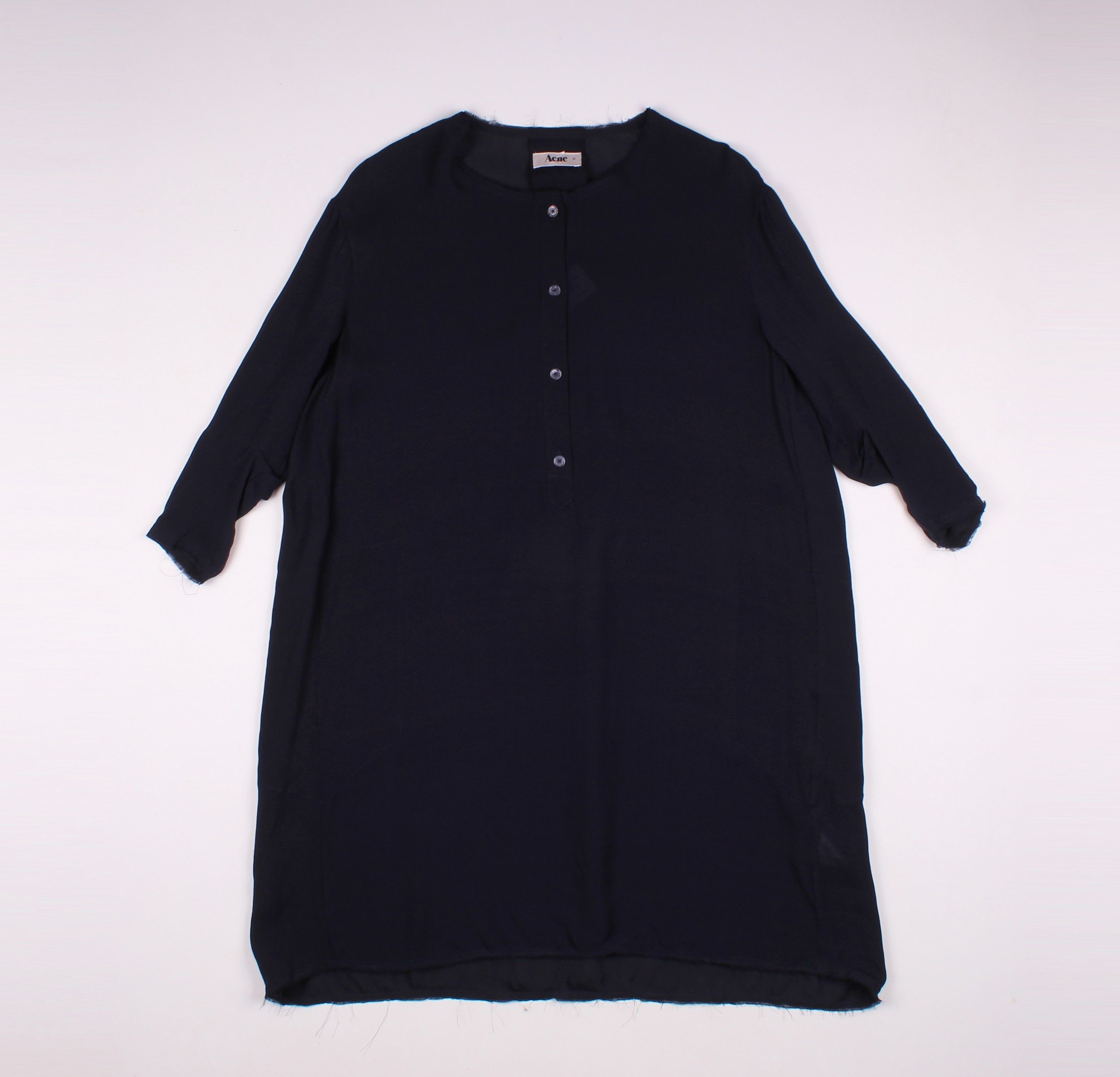 Acne Studios Acne Studio Navy Silk Light Flared Dress Size XXS / US 00 / IT 34 - 4 Thumbnail