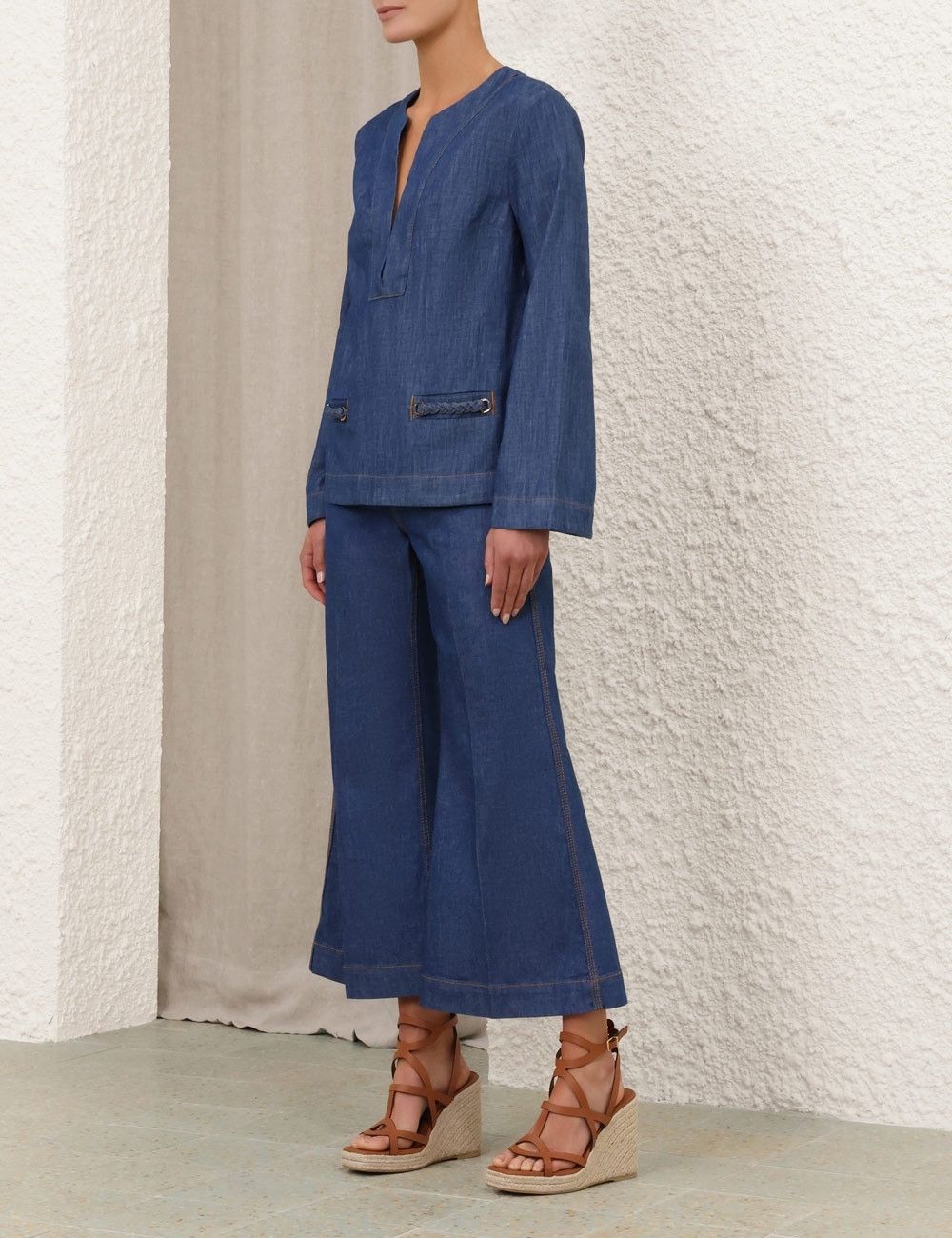 Zimmermann oc11z1025 Wylie Denim Tunic Top in Blue Size M / US 6-8 / IT 42-44 - 9 Thumbnail