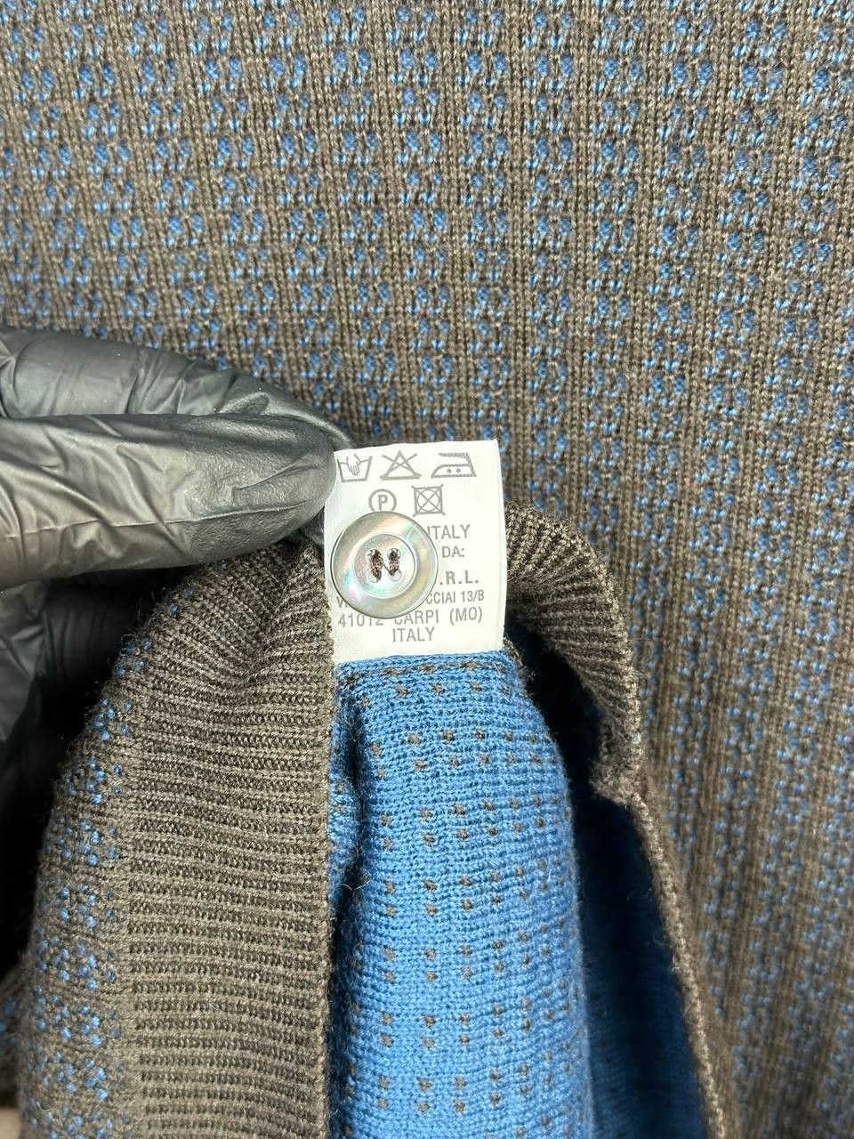 Bellwood Bellwood V-Neck Cardigan Wool Sweater Knit Brown Blue Italy Size US S / EU 44-46 / 1 - 13 Thumbnail