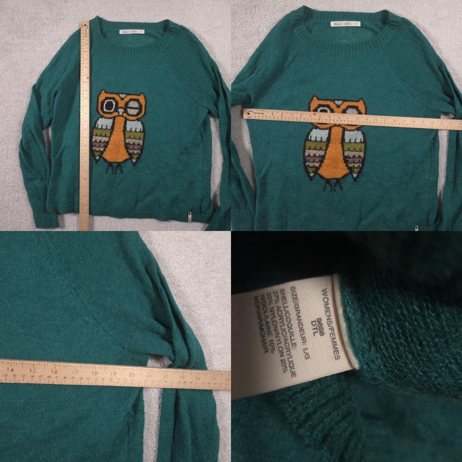Vintage Woolrich Sweater Womens L Green Owl Graphic Crew Neck Mohair Blend Knit Size L / US 10 / IT 46 - 8 Thumbnail