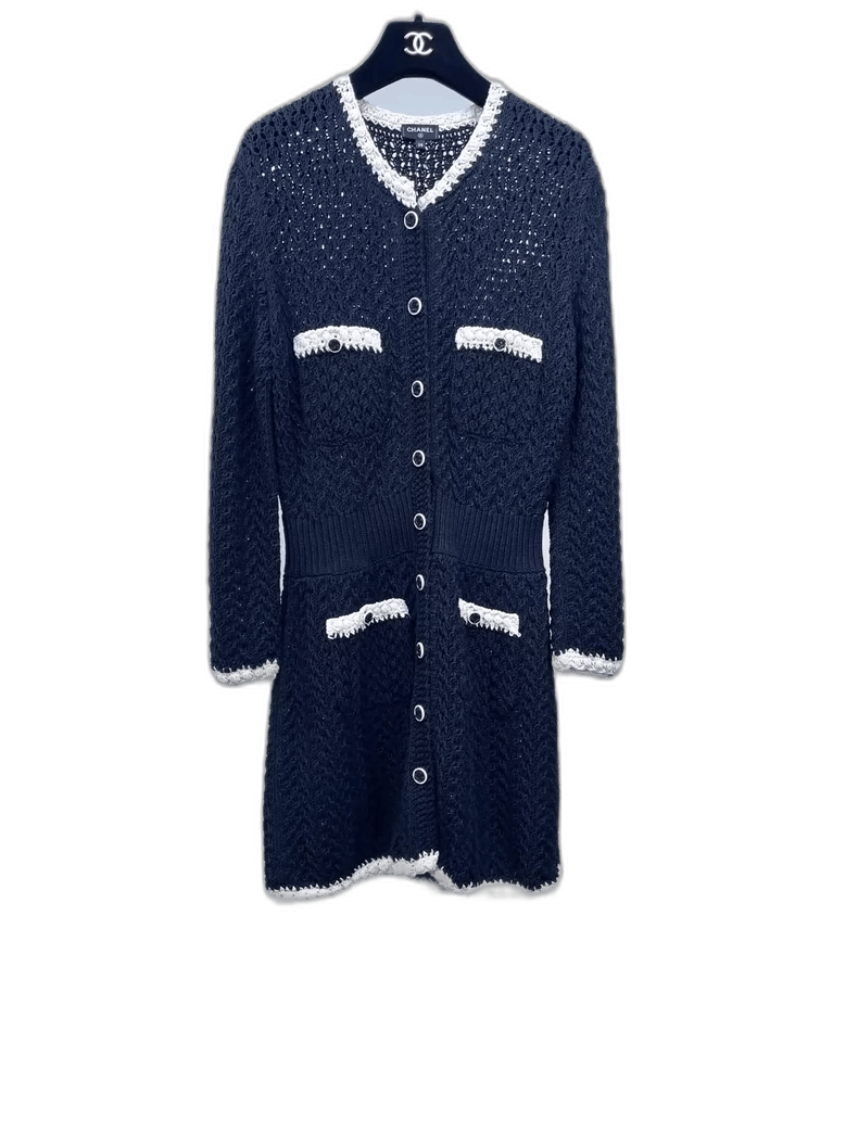 Chanel Chanel Black and White Cardigan Dress Size US M / EU 48-50 / 2 - 1 Thumbnail