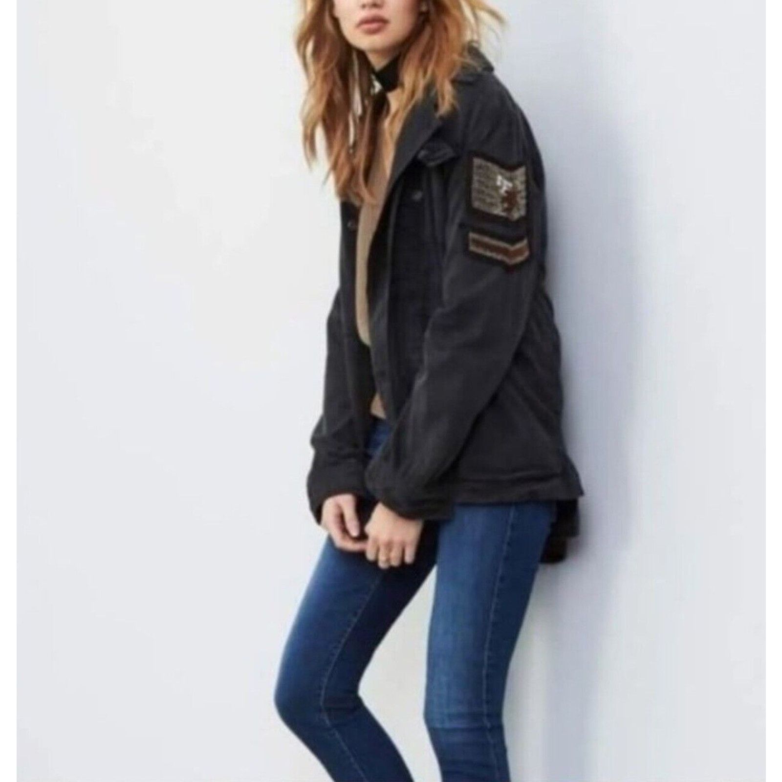 Free People Free People Embellished Military Utilitarian Jacket Eagle Size M / US 6-8 / IT 42-44 - 4 Thumbnail