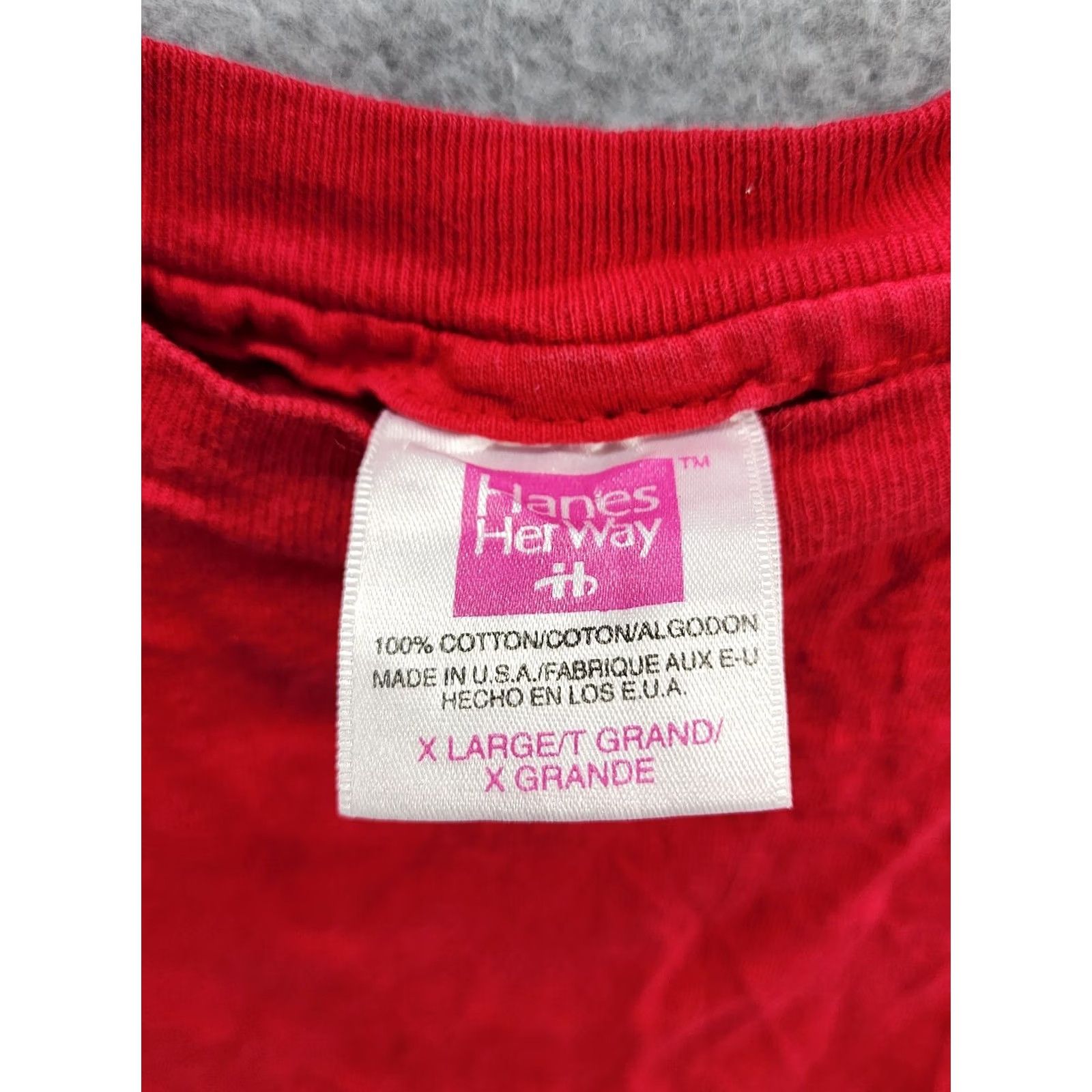 Hanes VINTAGE Hanes Her Way Red Shirt XL Womens USA Single Stitch Made In USA T-Shirt Stitch Blank Shirt Size XL / US 12-14 / IT 48-50 - 3 Thumbnail