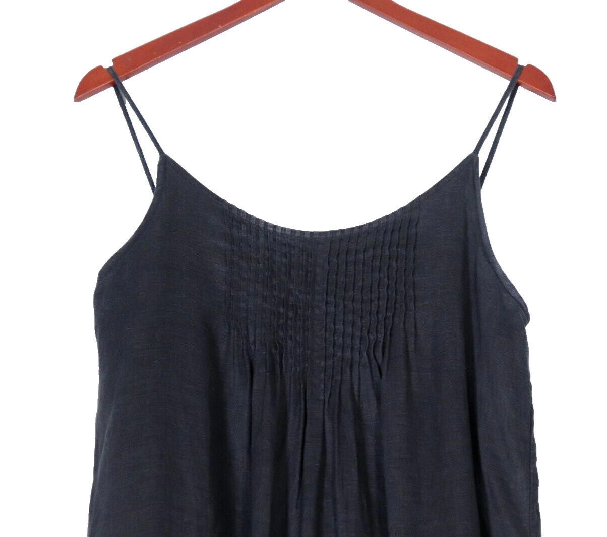 Vince Camuto Two by Vince Camuto Small Black Pleat Tank Dress Linen Mini Size S / US 4 / IT 40 - 2 Thumbnail