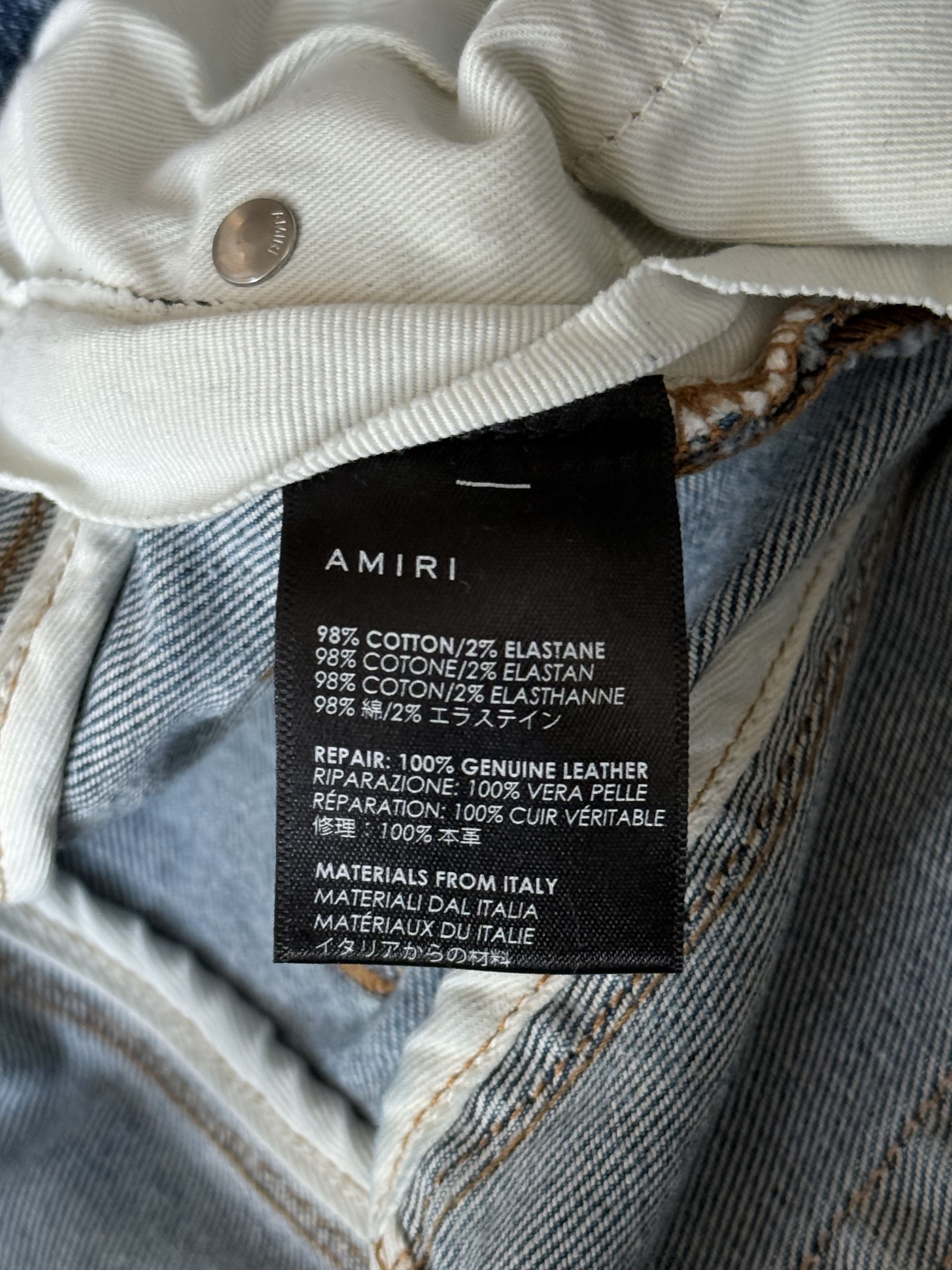 Amiri Amiri Stone Indigo & Black Suede Patch MX1 Jeans Size US 27 - 4 Thumbnail