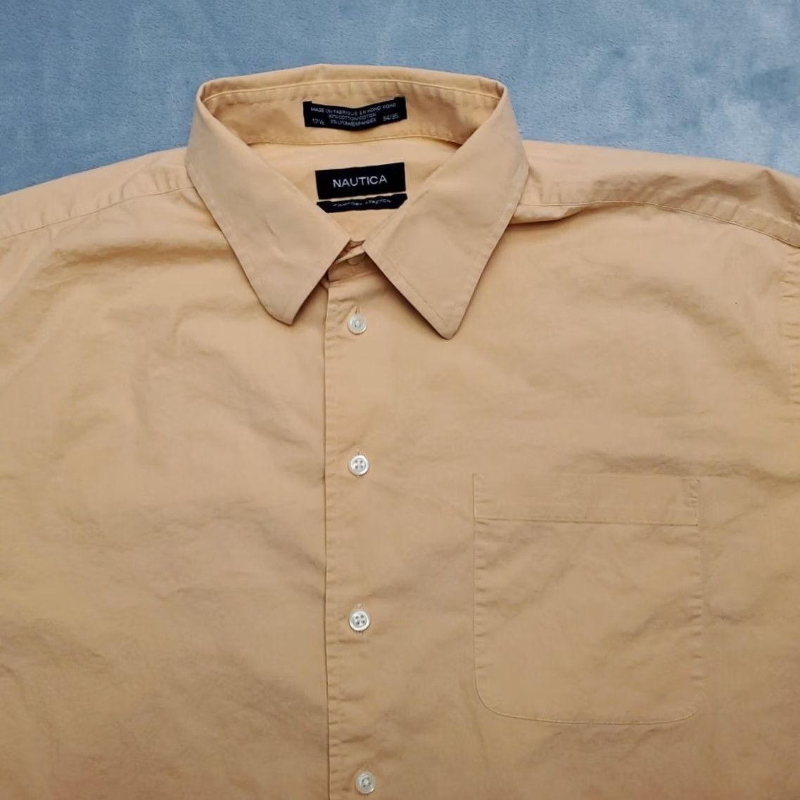 Nautica Nautica Shirt Mens 17.5 Peach Long Sleeve Button Up Dress Casual Stretch Size US S / EU 44-46 / 1 - 3 Thumbnail