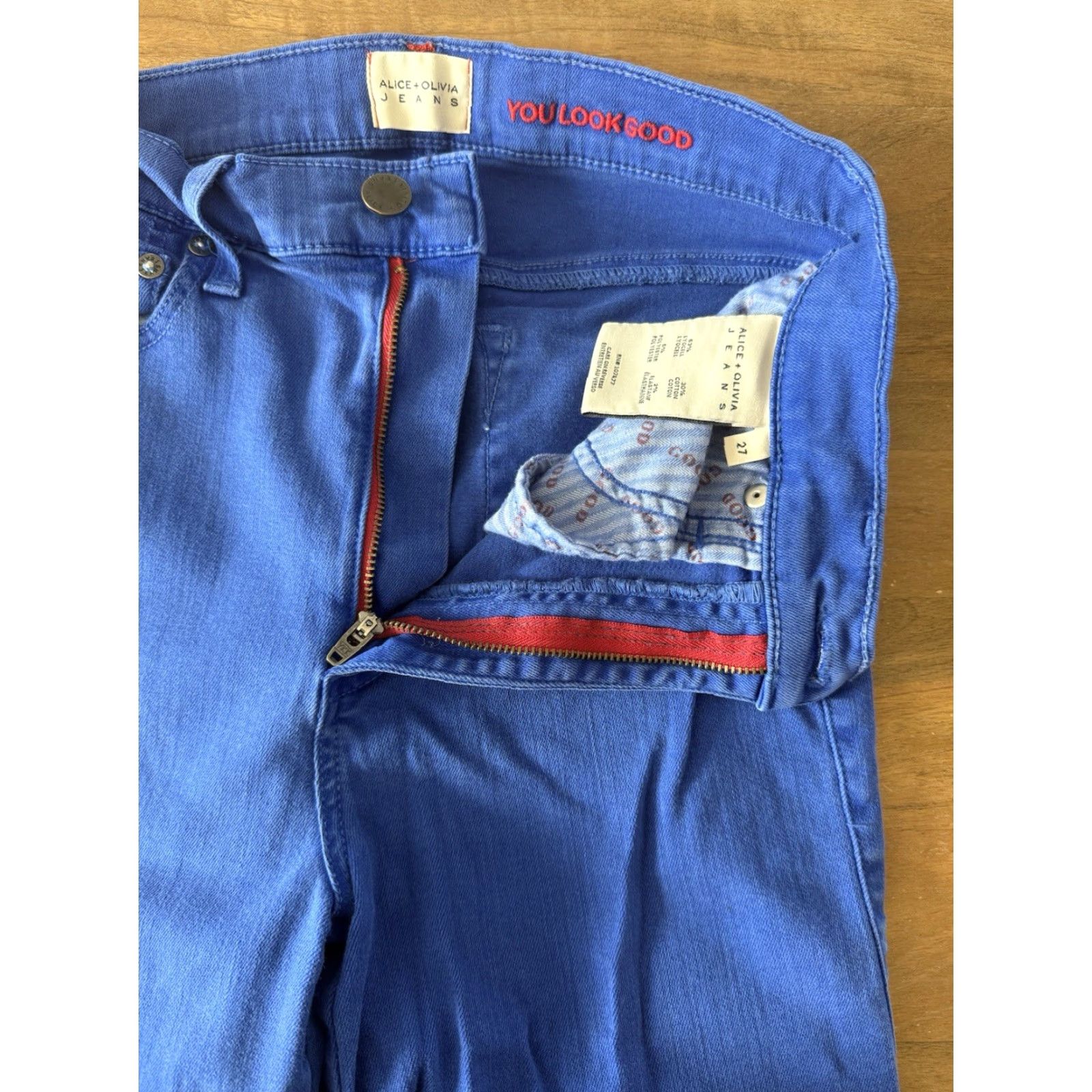 Alice + Olivia Alice + Olivia Jeans Womens 27 High Rise Ankle Skinny Blue Denim 5-Pocket Stretch Slim Modern USA Logo Women Size 27" / US 4 / IT 40 - 4 Thumbnail