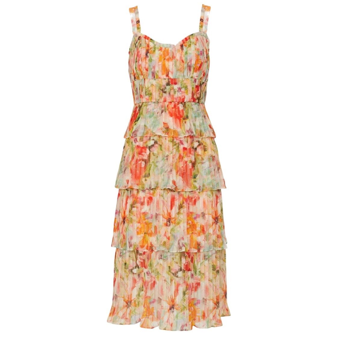 Marchesa Marchesa Notte Floral Midi Dress in Orange, Size US 2 Size XS / US 0-2 / IT 36-38 - 1 Thumbnail
