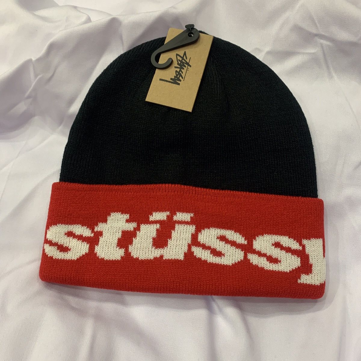 Stussy Helvetica Jacquard Beanie | Grailed