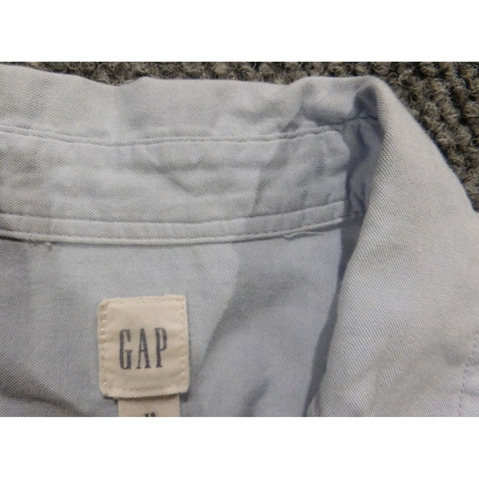 Gap Gap Womens Blouse Button-Up Denim XS Cap Sleeve Blue Regular Stretch Casual Size XS / US 0-2 / IT 36-38 - 5 Thumbnail