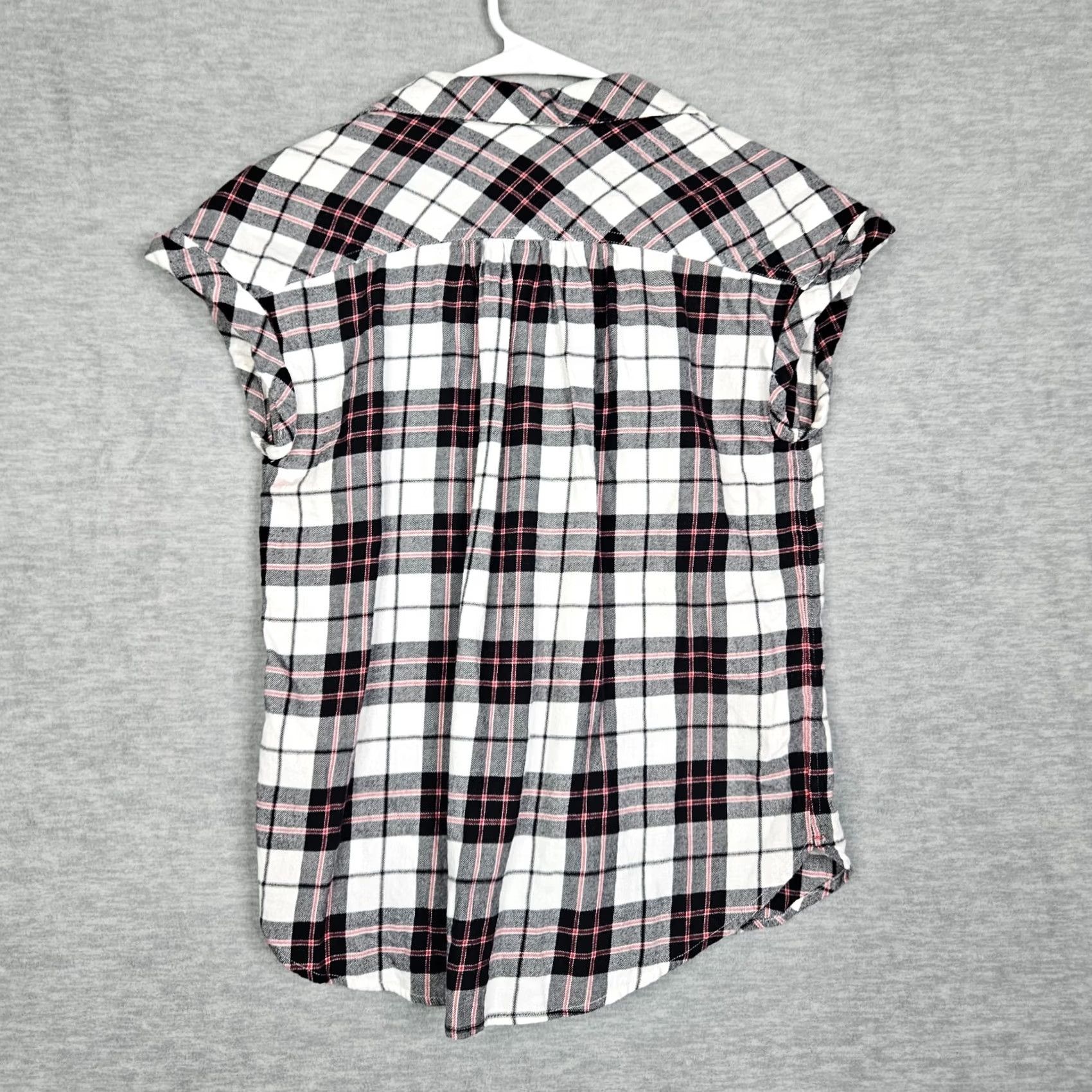 Joie SOFT JOIE Button-Up Shirt Plaid Cap Sleeve 100% Cotton Multicolor XS S Regular Womens Boy? Size S / US 4 / IT 40 - 2 Thumbnail