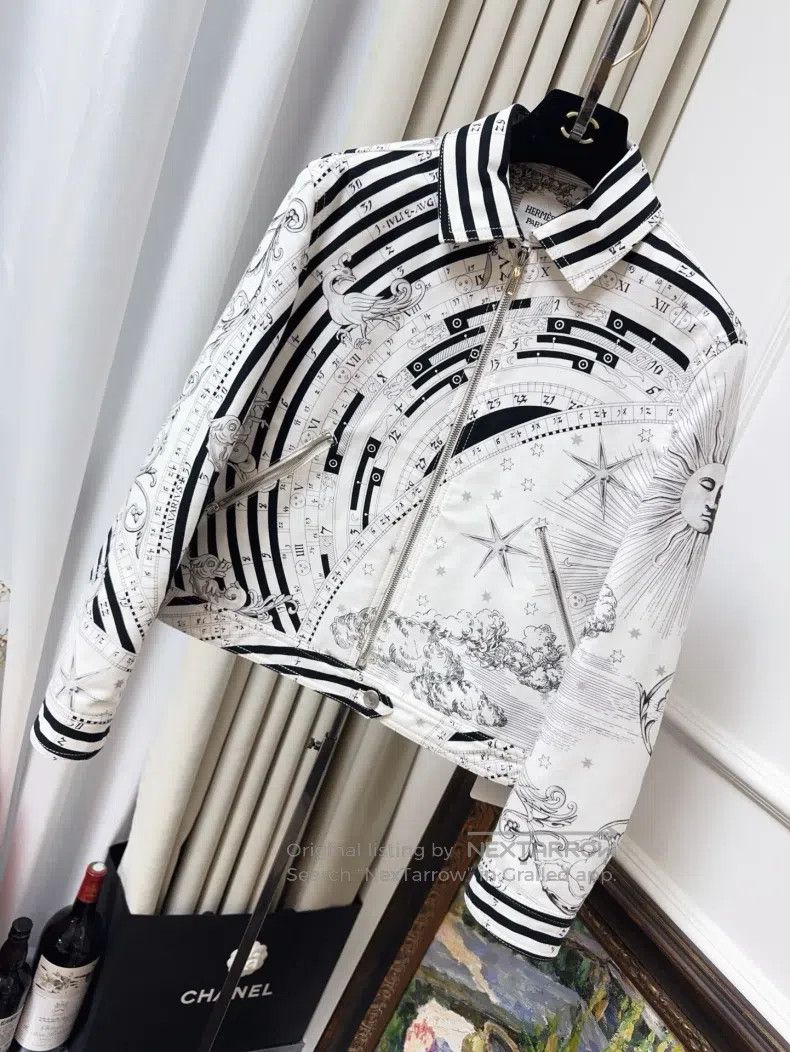 Hermes Hermes Black and White Astrology Full Print Fleece Basebal Size XS / US 0-2 / IT 36-38 - 1 Thumbnail