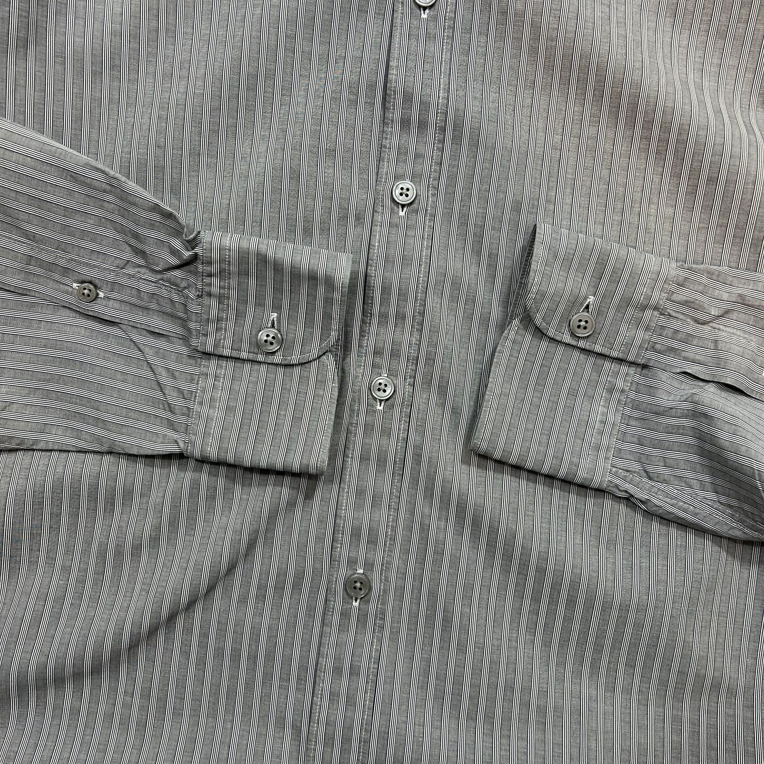 Z Zegna Z Zegna Gray White Striped Formal Slim Fit Shirt 41 16 Size US M / EU 48-50 / 2 - 4 Thumbnail