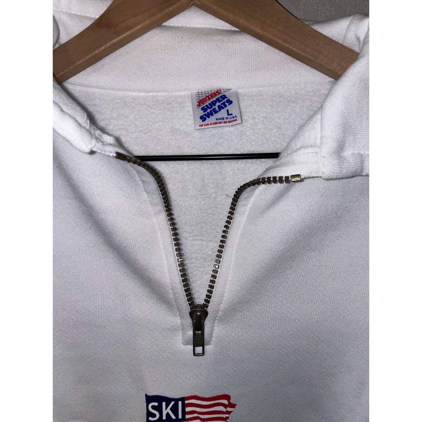 Jerzees Vintage Steamboat Sweatshirt 1/4 Zip White Crewneck L Size US L / EU 52-54 / 3 - 6 Thumbnail
