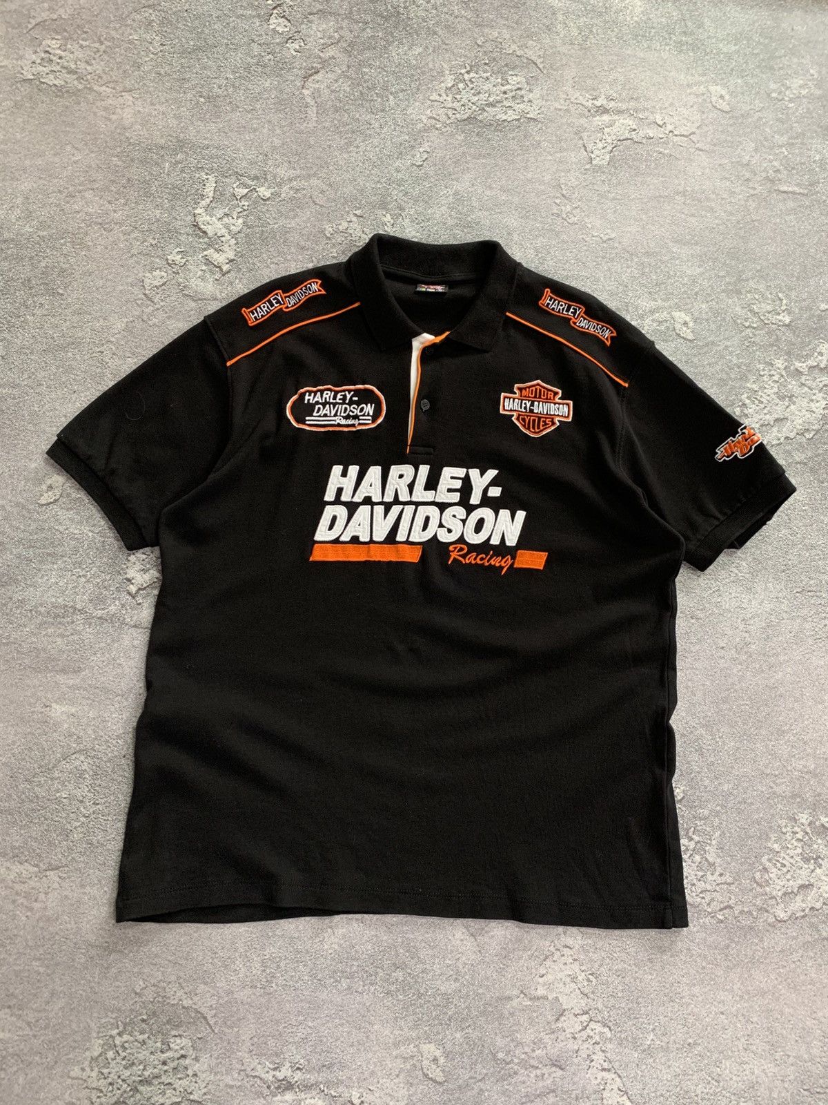 Harley Davidson VTG🔥 Harley Davidson Patch Logo Polo Shirt Size men’s L/XL Size US L / EU 52-54 / 3 - 1 Thumbnail
