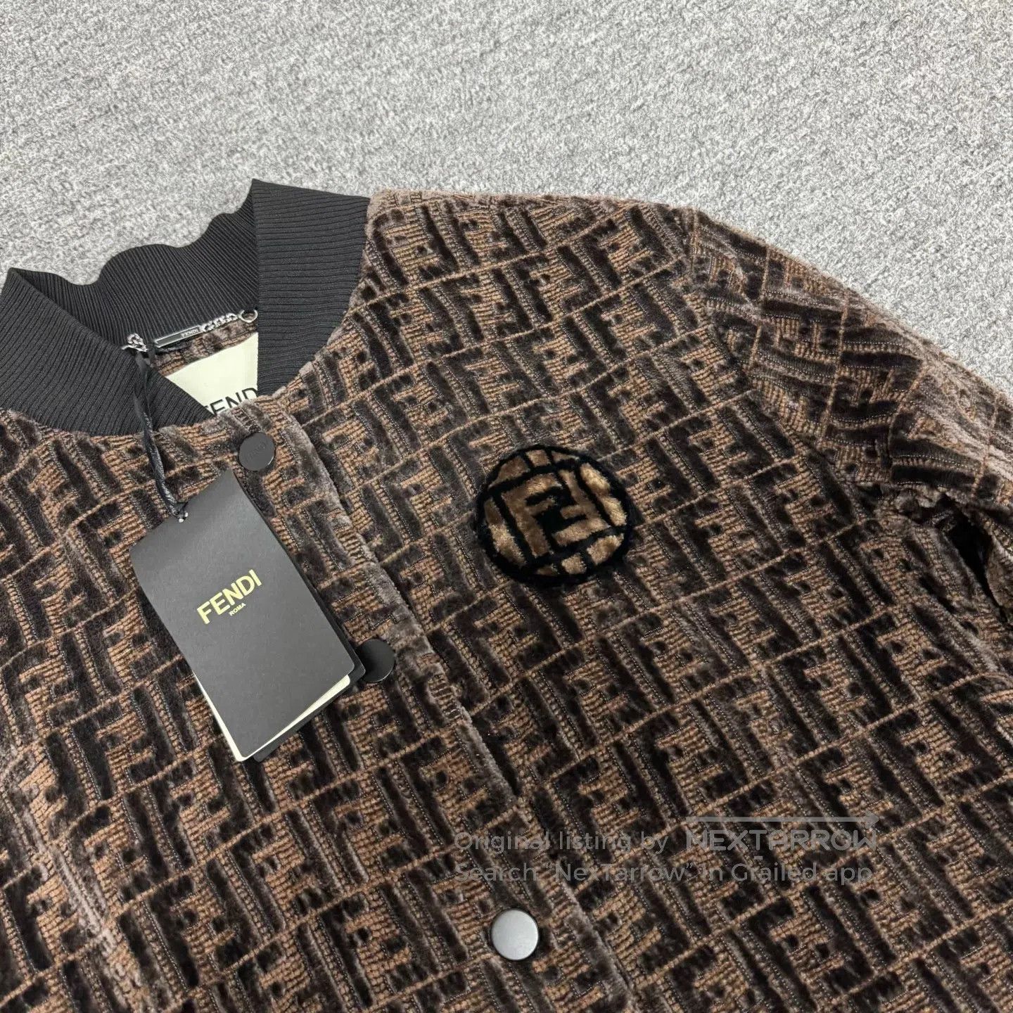 Fendi FENDI Brown, fully printed, vintage velvet baseball jersey Size M / US 6-8 / IT 42-44 - 4 Thumbnail