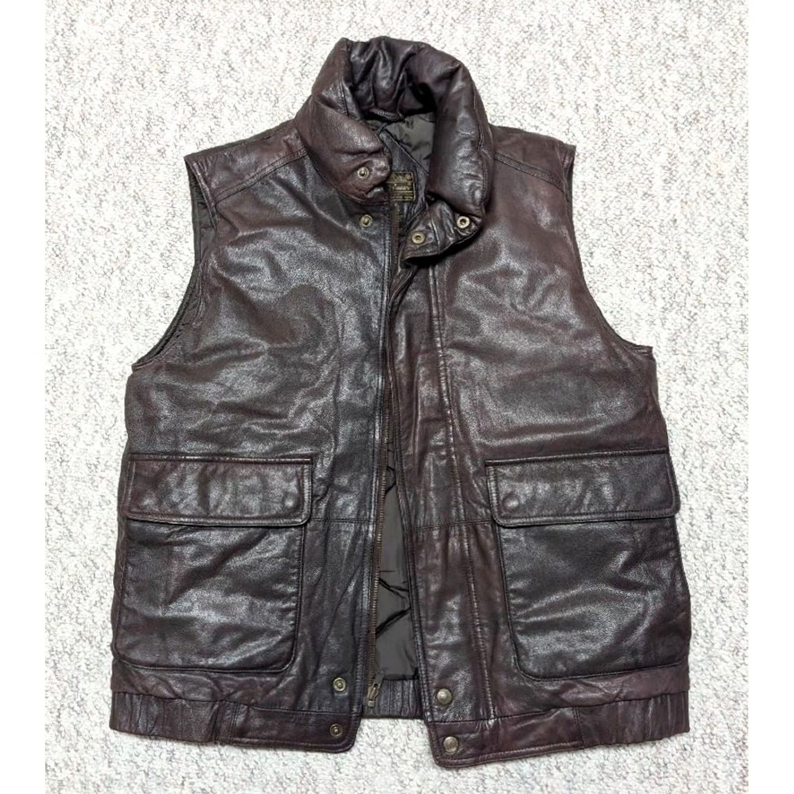 Eddie Bauer VINTAGE Eddie Bauer vest Men M Goose Down Brown Leather 40-42 Snap Zip Bomber 40-42 Ski Size US M / EU 48-50 / 2 - 3 Thumbnail