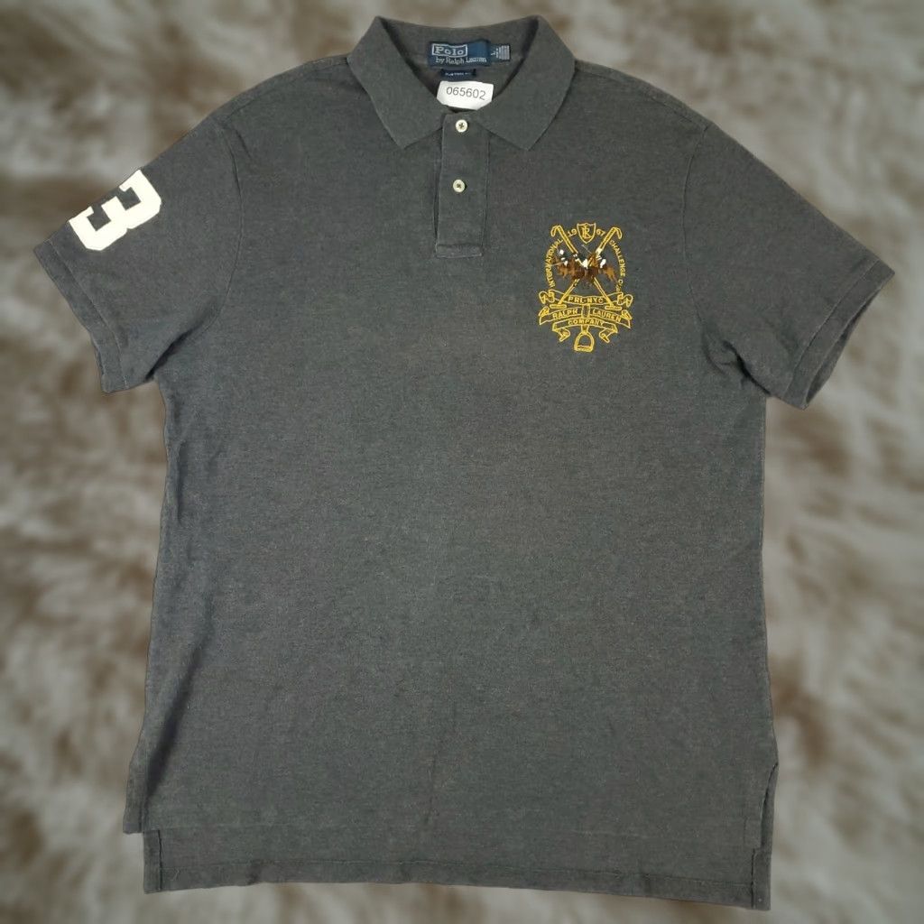 Ralph Lauren Ralph Lauren Polo Shirt Mens Large Gray Crest Big 3 Pony Casual Short Sleeve Shirt Size US L / EU 52-54 / 3 - 1 Thumbnail