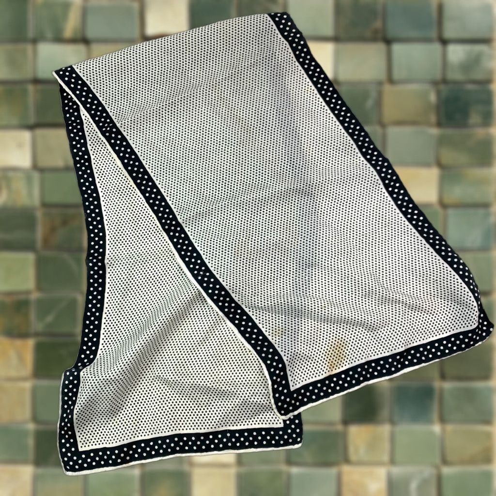 Vintage VINTAGE Black White Polka Dot Neck Scarf 11" x 40.5" Polka Dot Scarf Women Mens Size ONE SIZE - 1 Thumbnail