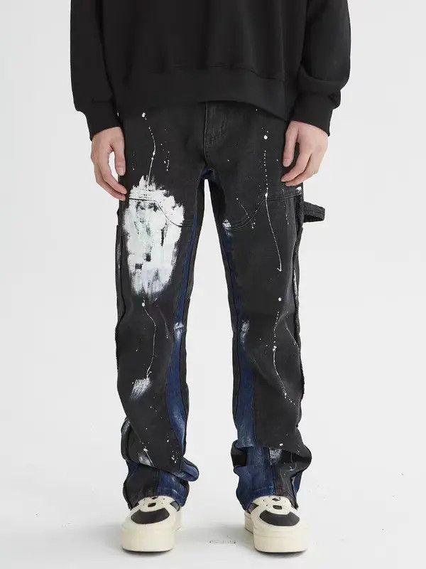 VIBE Retro splash ink wash street spray paint design jeans Size US 32 / EU 48 - 2 Thumbnail
