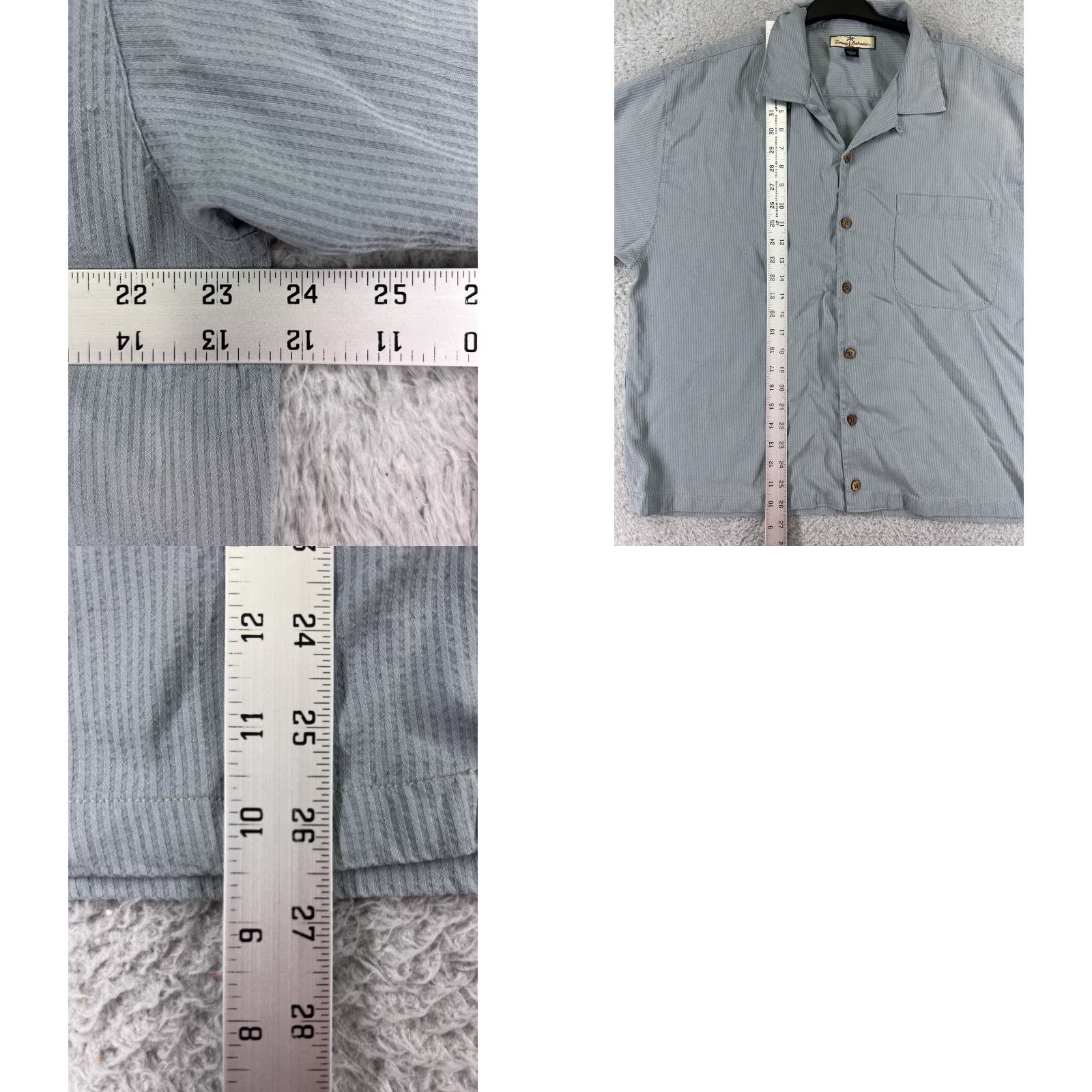 Tommy Bahama Tommy Bahama Shirt Mens Large Blue Striped Silk 100% Button-Up Hawaiian Resort Casual Shirt Size US L / EU 52-54 / 3 - 9 Thumbnail