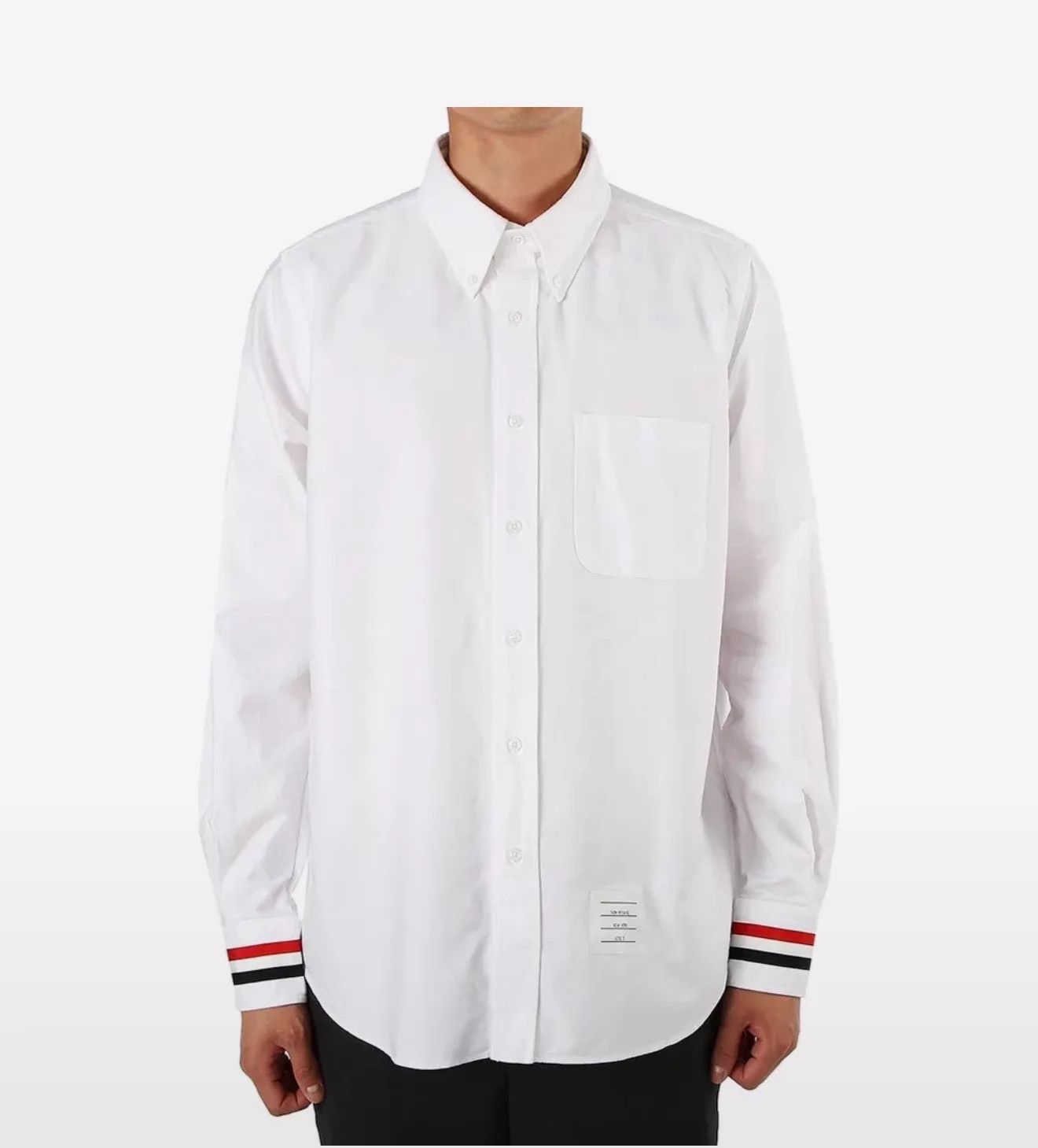 Thom Browne Thom Browne White Oxford Cuff TriColor Tab Shirt Size0 Size US XS / EU 42 / 0 - 7 Thumbnail