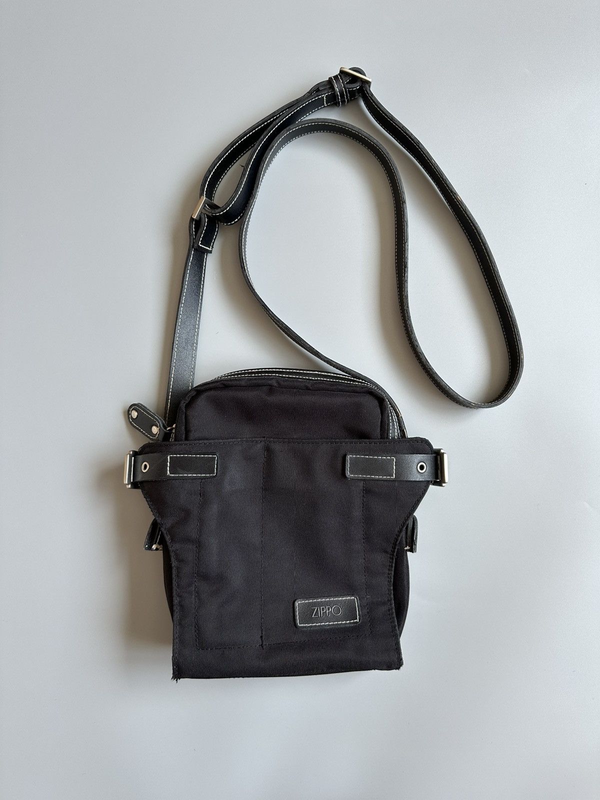 Vintage Zippo Crossbody Shoulder Black Bag, Men's