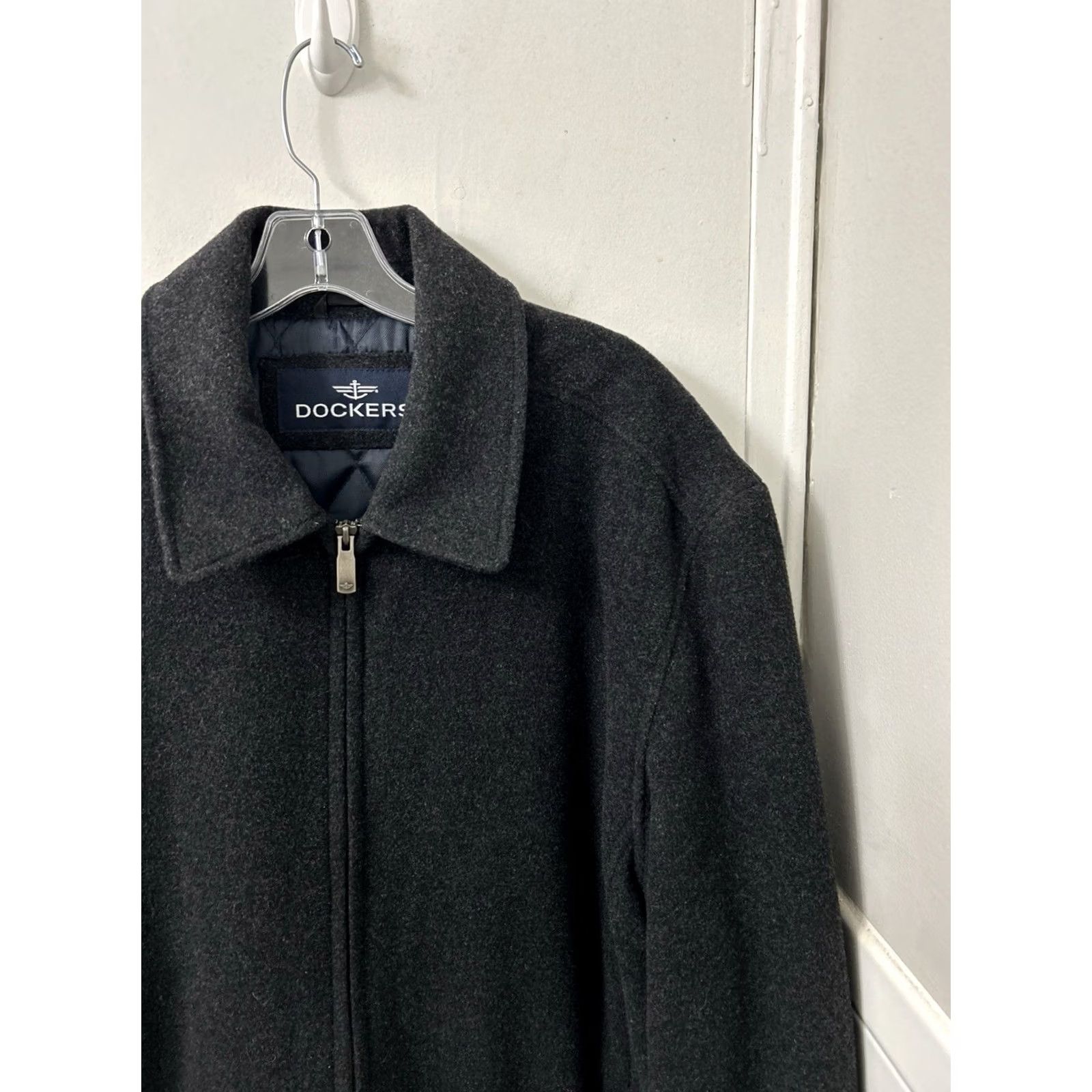 Dockers Dockers Jacket Mens L Charcoal Gray Wool Blend Full Zip Quilted Lined Coat Size US L / EU 52-54 / 3 - 4 Thumbnail