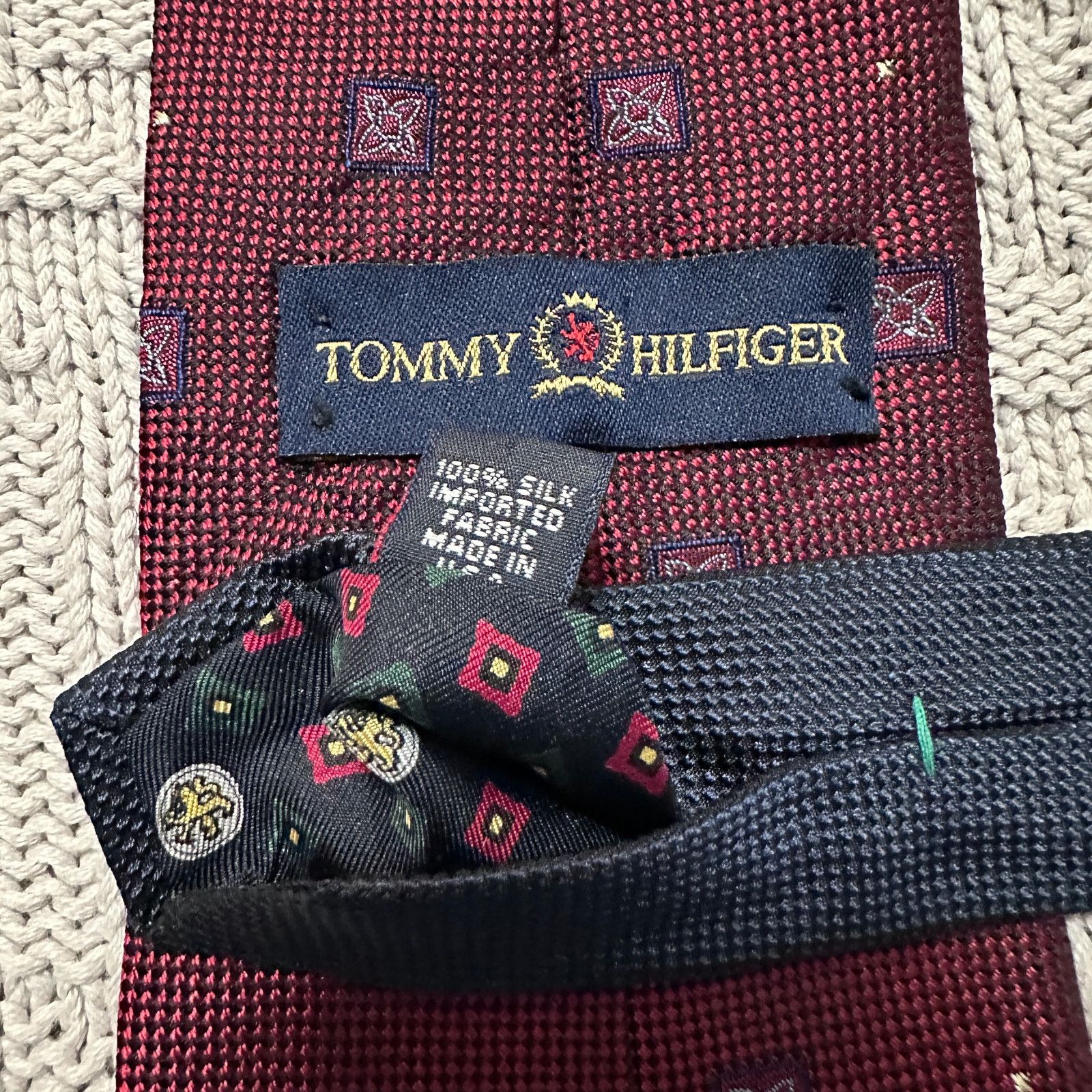 Tommy Hilfiger Tommy Hilfiger maroon geometric floral silk tie Size ONE SIZE - 3 Thumbnail