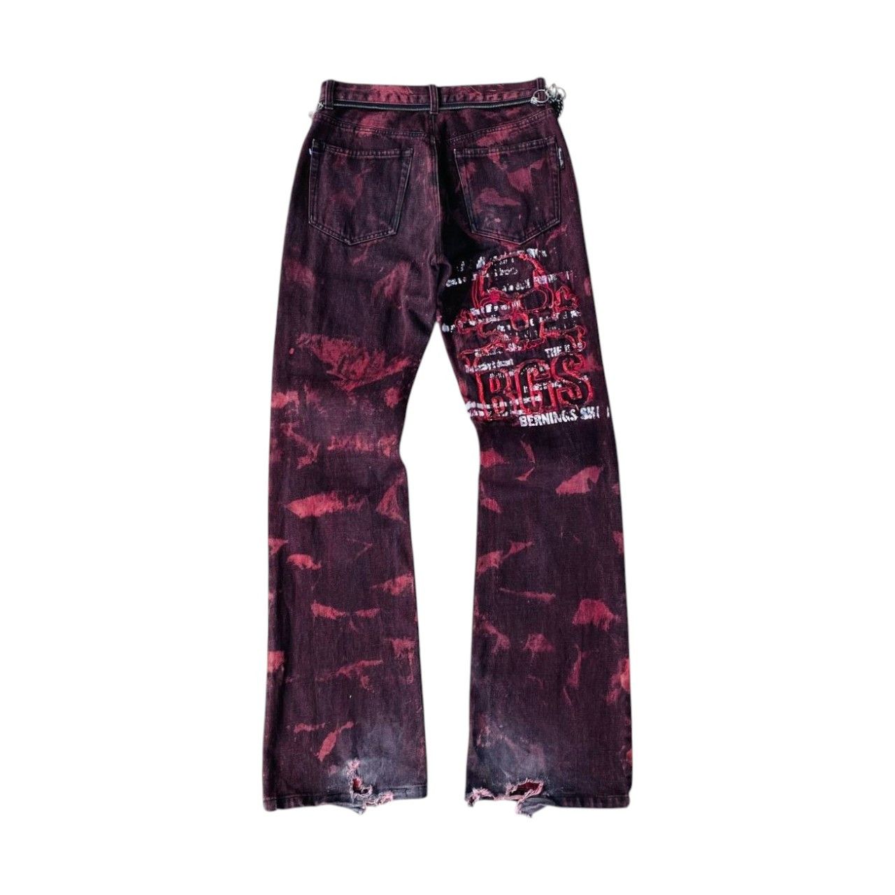 14th Addiction PUNK BERNING-SHO FLARED DYE BLEACHED SKULL TORNADO MART Size US 28 / EU 44 - 3 Thumbnail