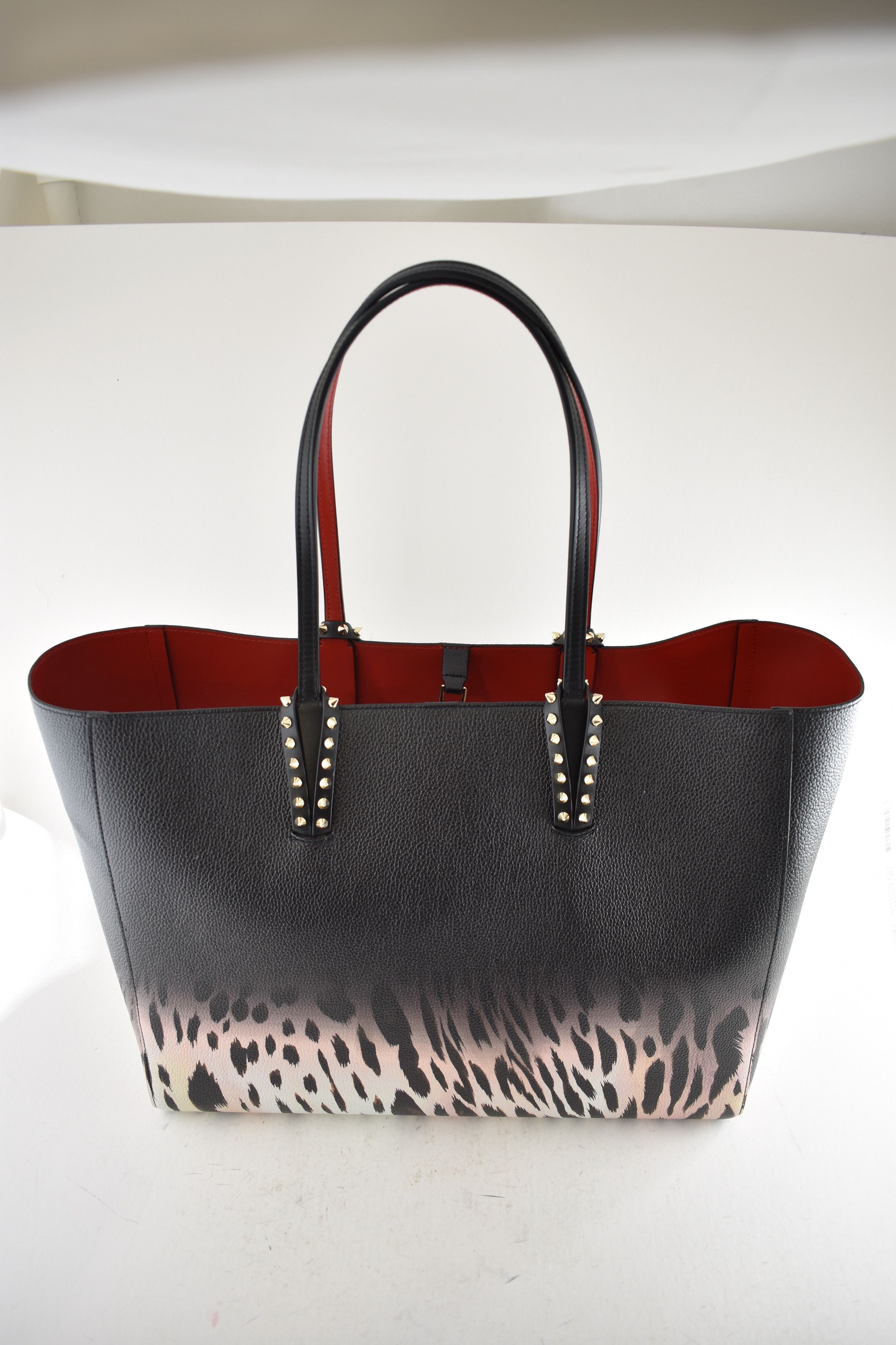 Cabata Large Black Leopard Ombre Leather Tote Shoulder Bag