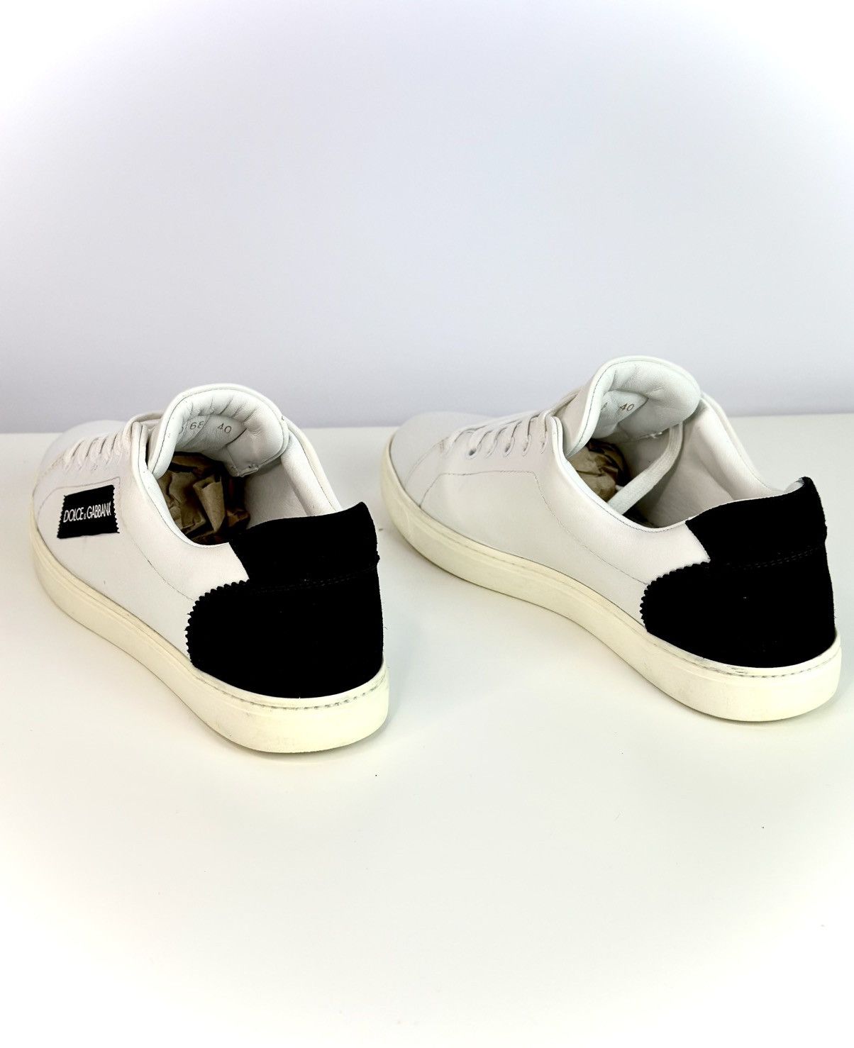 Dolce & Gabbana Dolce & Gabbana White Black Leather Lace Up Sneakers 40s Size US 9 / IT 39 - 8 Thumbnail