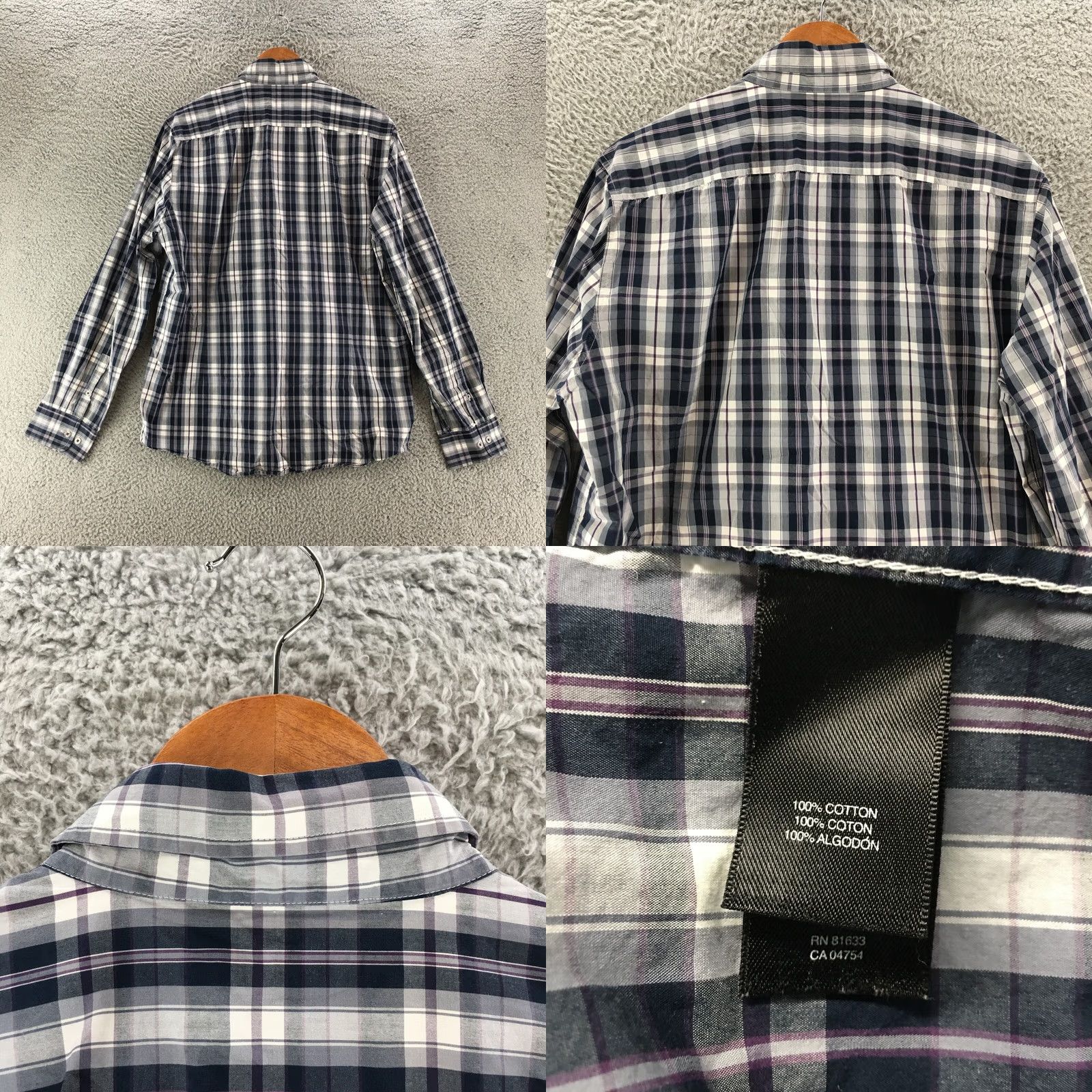 Kenneth Cole KENNETH COLE Button Up Casual Shirt Mens Large Blue Plaid Cotton Long Sleeve Size US L / EU 52-54 / 3 - 8 Thumbnail