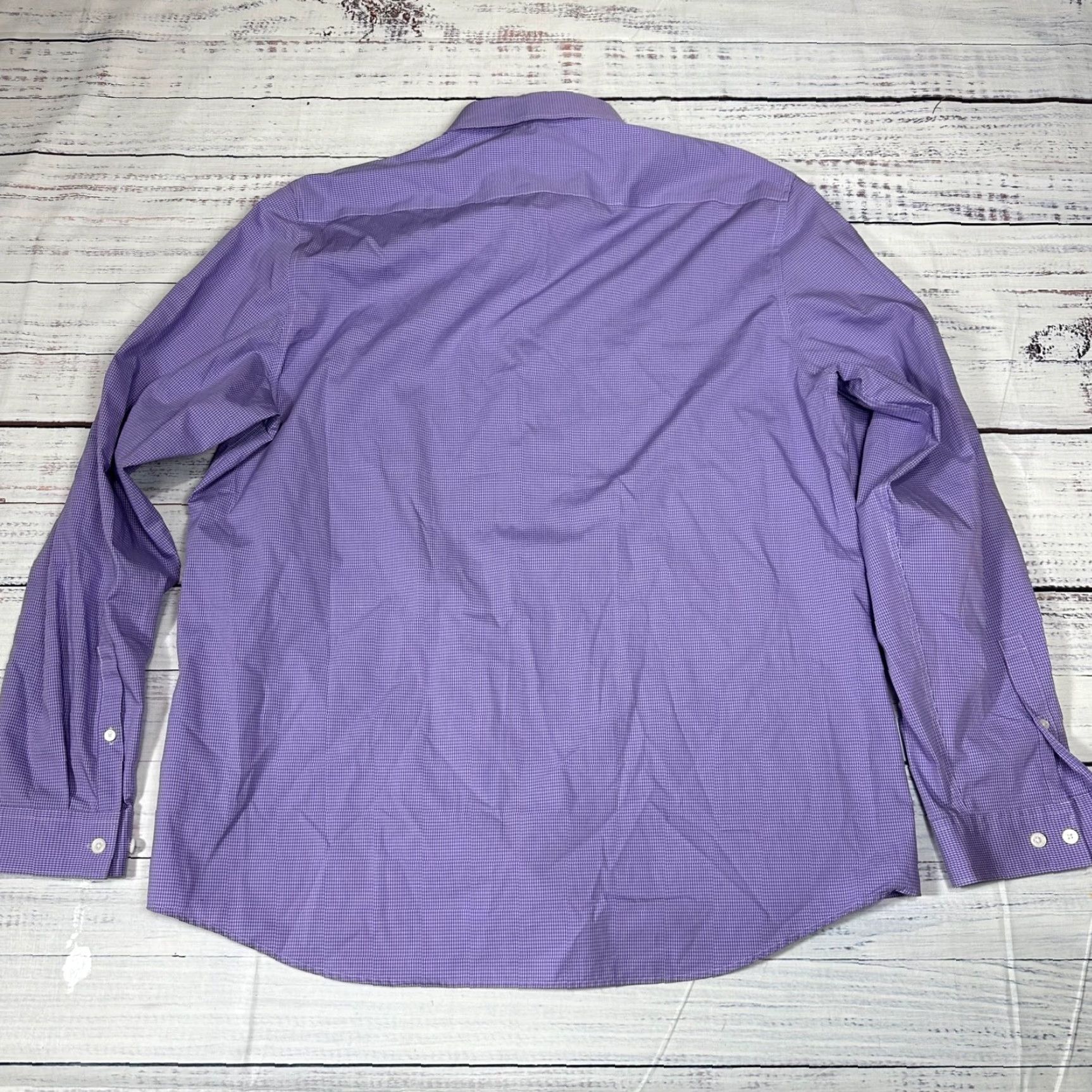 Calvin Klein Calvin Klein Mens Long Sleeve Button-Up Shirt XL Purple Cotton Blend Non-Iron Micro Plaid Size US XL / EU 56 / 4 - 4 Thumbnail