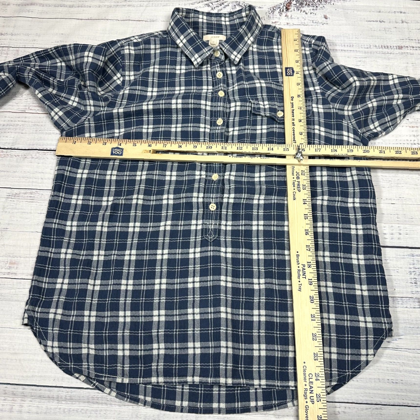 J.Crew J. Crew Women's Blue Plaid Shirt Long Sleeve Button-Up Cotton Casual Sz M Size M / US 6-8 / IT 42-44 - 2 Thumbnail