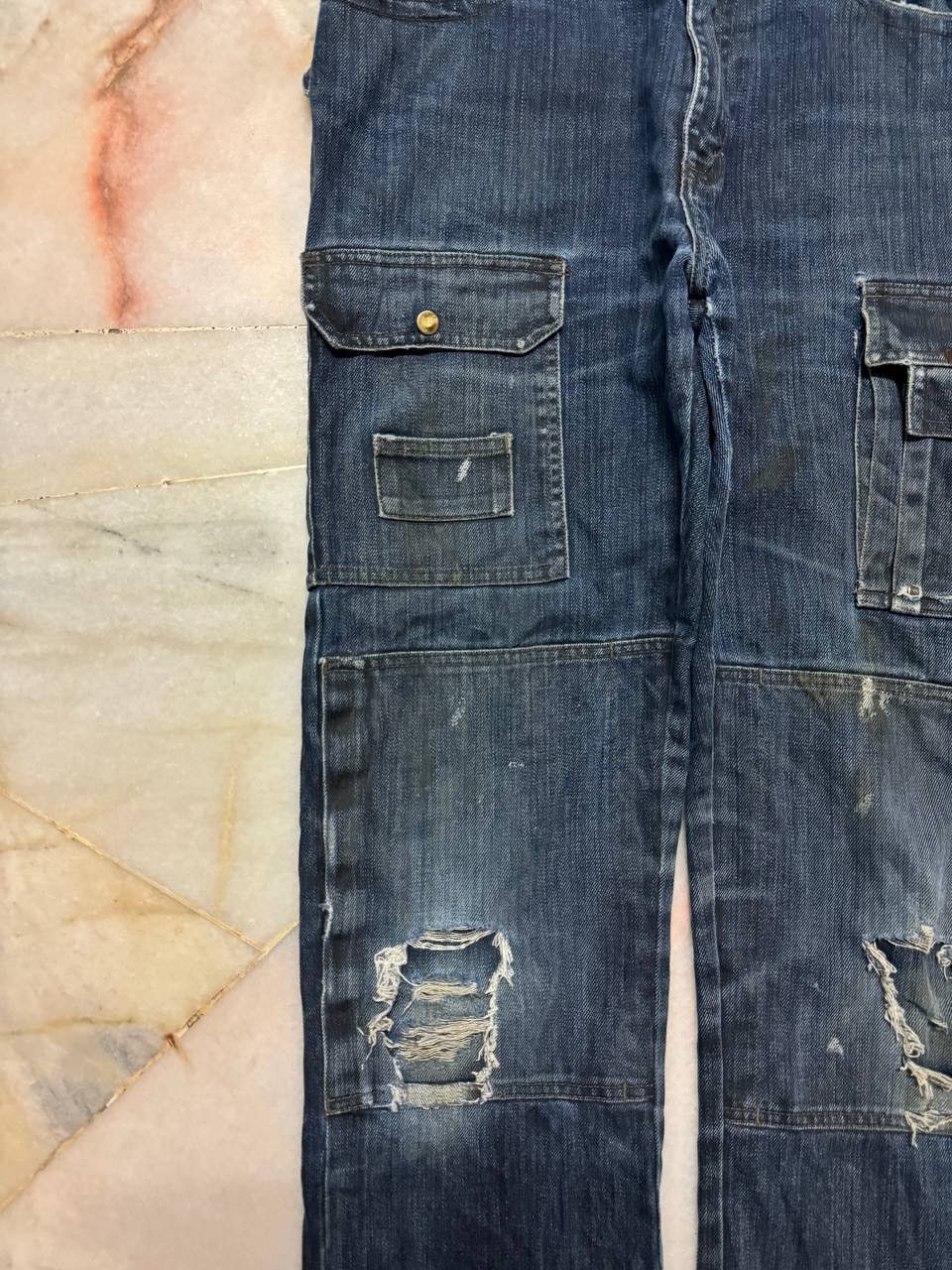 Rusty Trashed💥Vtg Bluster Multipocket Double Knee Distressed Jean Size US 31 - 4 Thumbnail