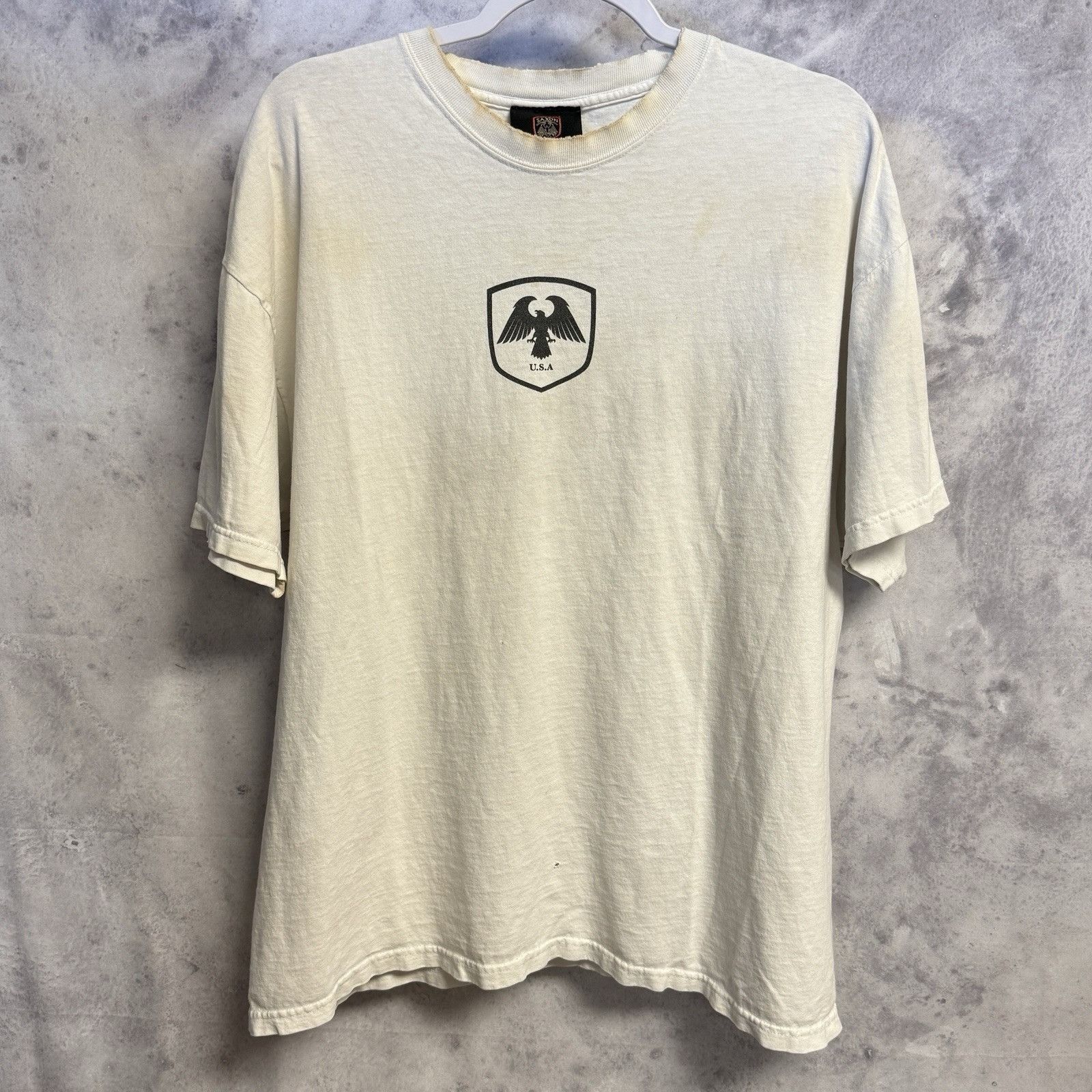 Vintage Vintage Saxon Motorcycle T Shirt Mens XL White Short Sleeve Size US XL / EU 56 / 4 - 3 Thumbnail
