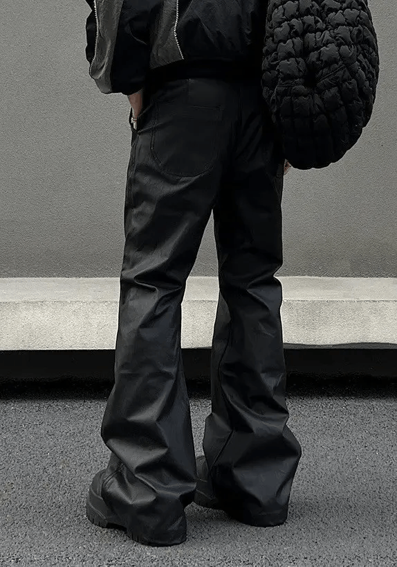 Japanese Brand × Vintage Avant garde retro pu leather flare pants Size US 34 / EU 50 - 2 Thumbnail