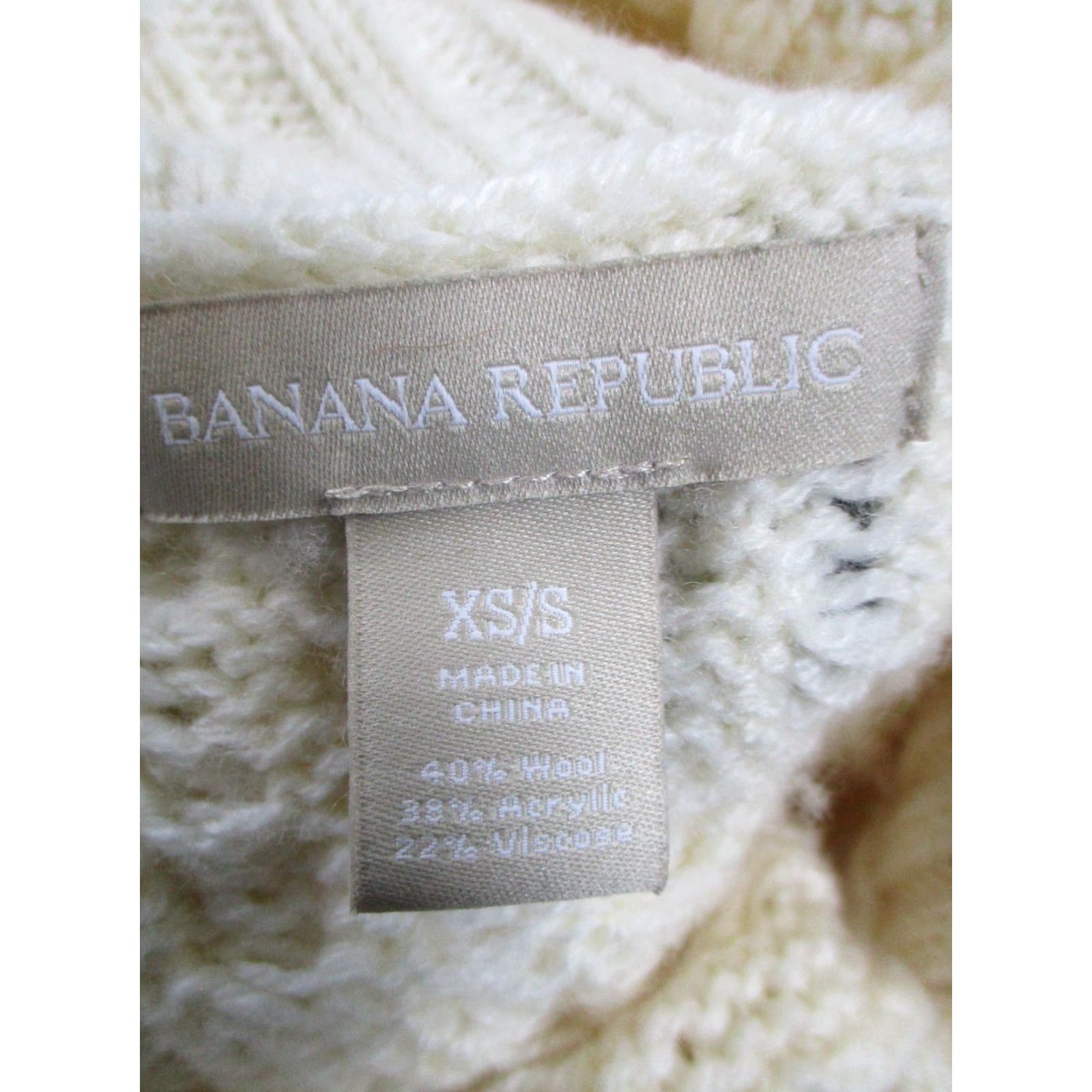 Banana Republic VINTAGE Banana Republic Women's Sweater Pullover XS Ivory Wool Blend Knit Turtleneck Casual Fall Winter Size XS / US 0-2 / IT 36-38 - 3 Thumbnail